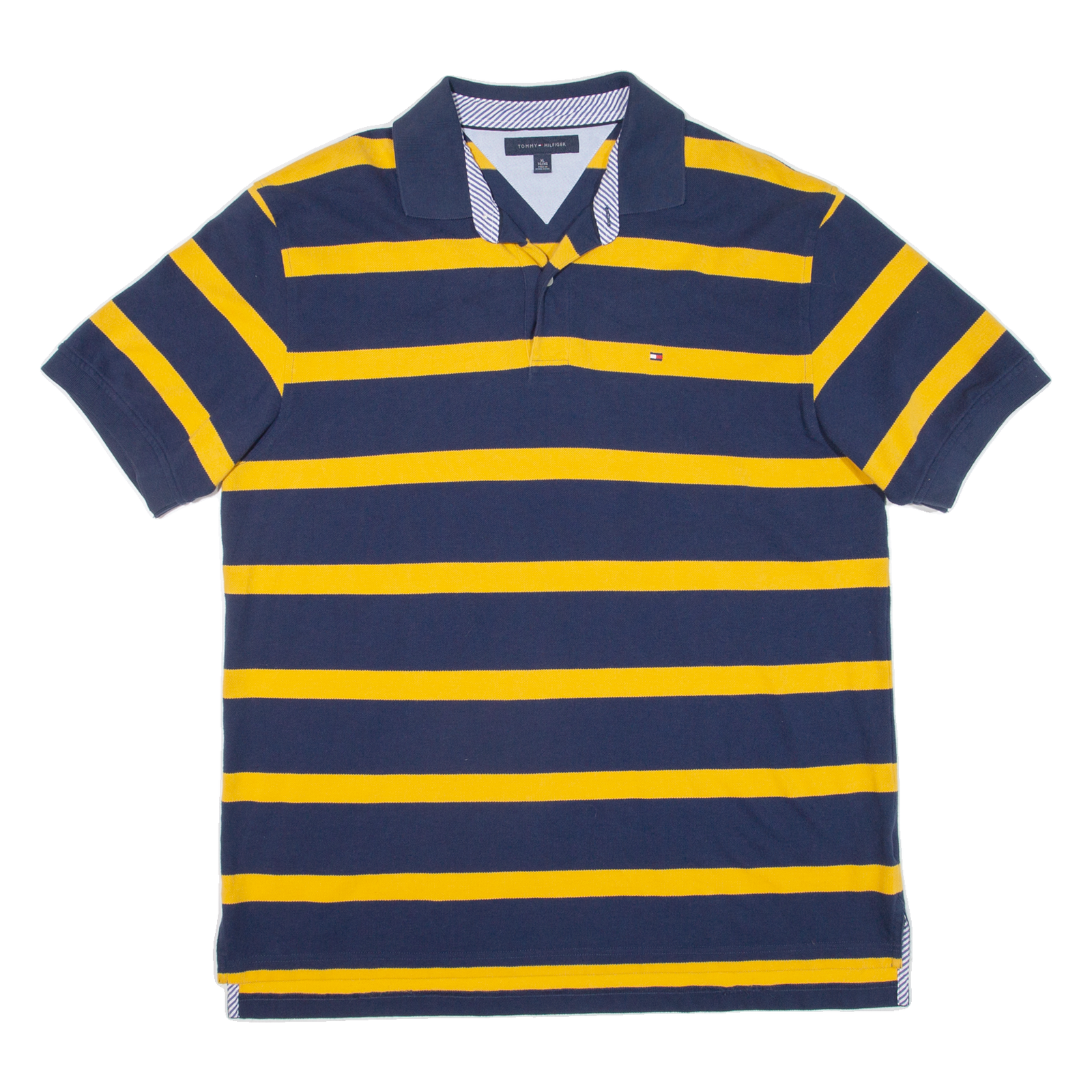 TOMMY HILFIGER Mens Polo Shirt Blue Striped XL Refurbished - N/A refurbished available on Cerqular