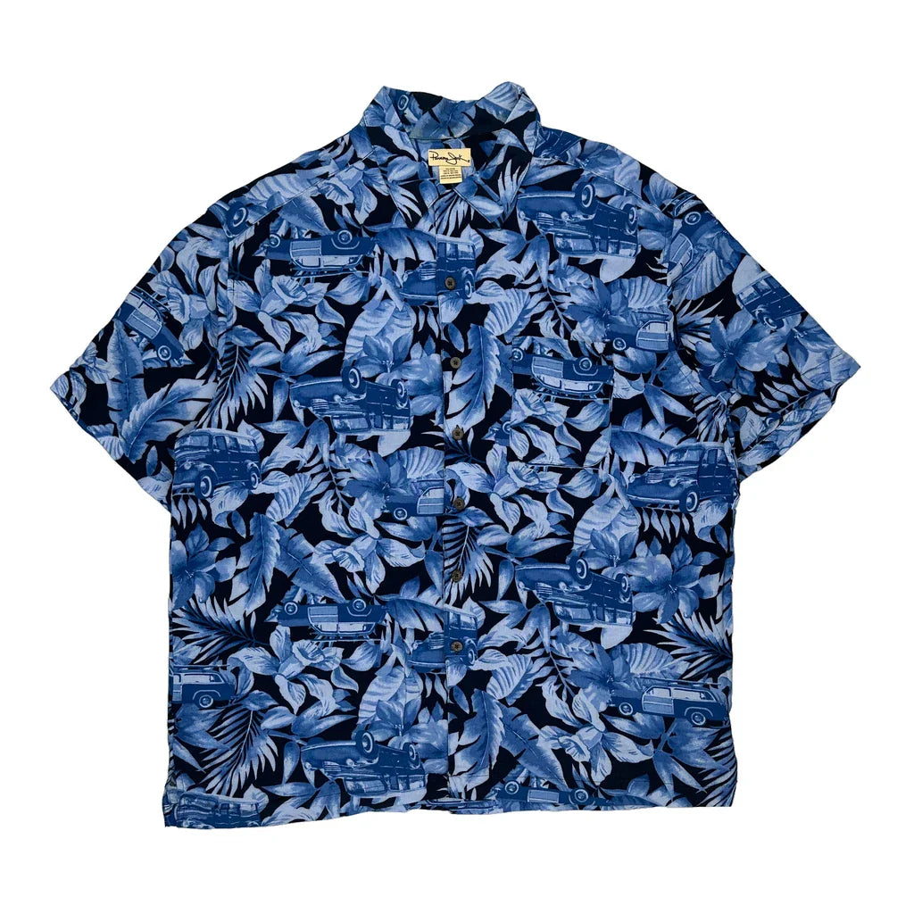 Panama Jack Hawaiian Shirt - XL Blue Viscose Refurbished - Thrifted (note: this is a term often used to describe second- refurbished available on Cerqular