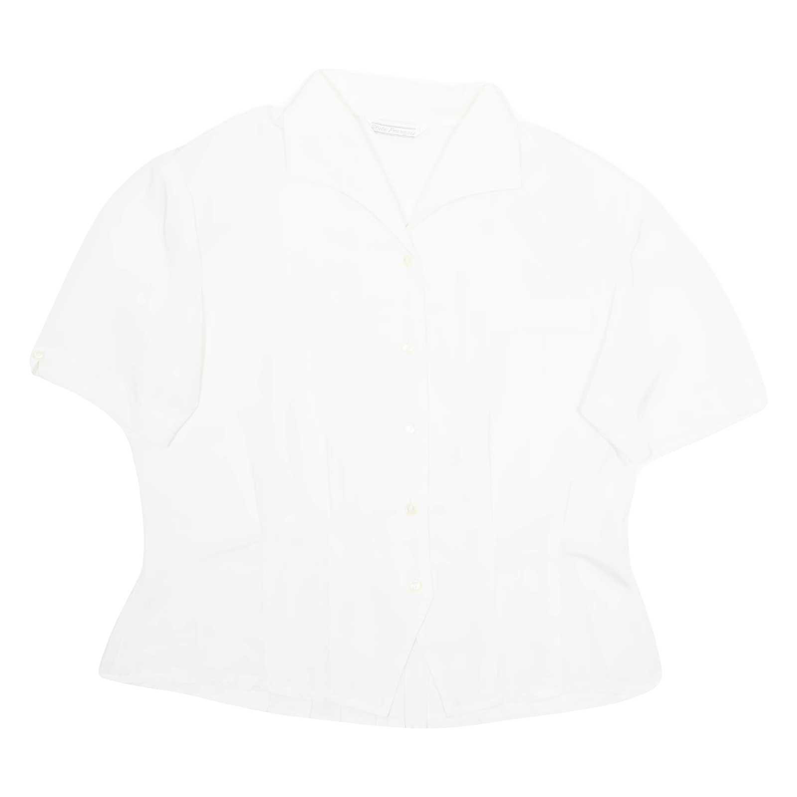 STYLE FRANCAIS Womens Blouse White Collared M Refurbished - N/A refurbished available on Cerqular
