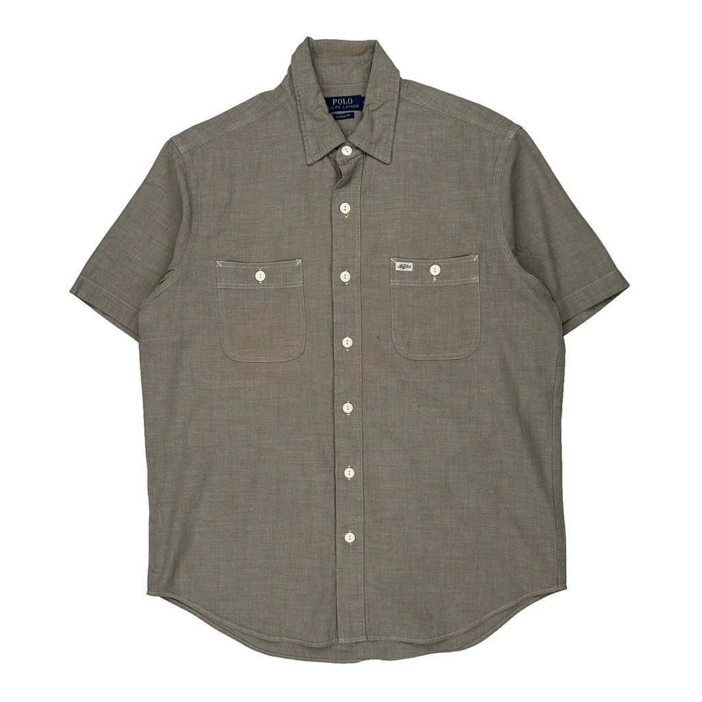Polo By Ralph Lauren Short Sleeve Shirt - Medium Grey Linen Refurbished - Thrifted (note: this is a term often used to describe second- refurbished available on Cerqular