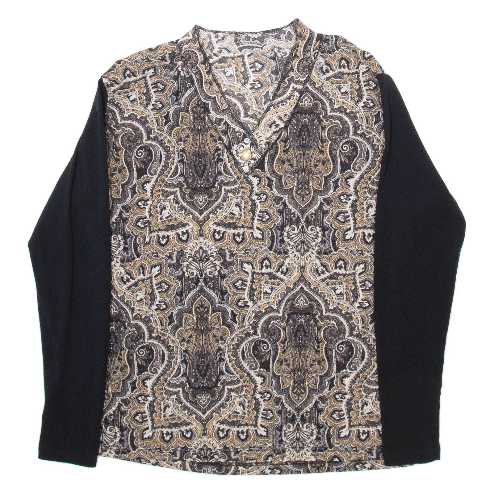Buy Womens Printed Blouse Brown V-Neck Long Sleeve Crazy Pattern M Refurbished - $16.89 Womens Printed Blouse Brown V-Neck Long Sleeve Crazy Pattern M Refurbished - N/A refurbished available on Cerqular