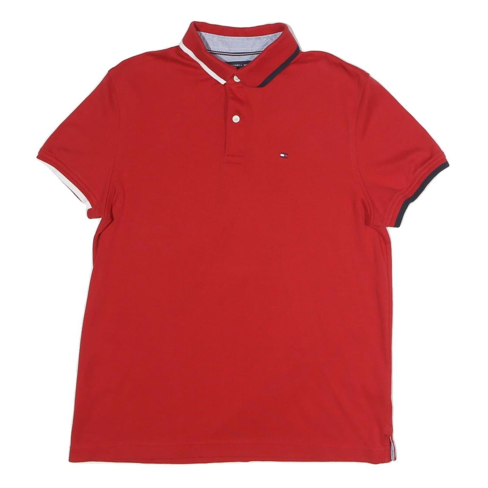 TOMMY HILFIGER Mens Red Polo Shirt M Cotton Short Sleeve Classic Fit Refurbished - N/A refurbished available on Cerqular