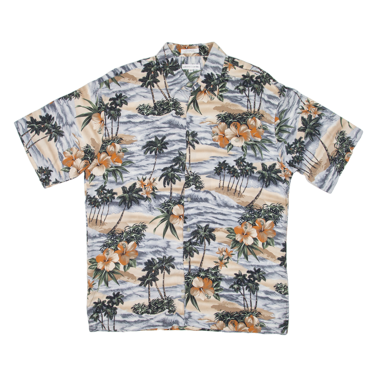 PIERRE CARDIN Mens Hawaiian Shirt Blue Floral L Refurbished - N/A refurbished available on Cerqular