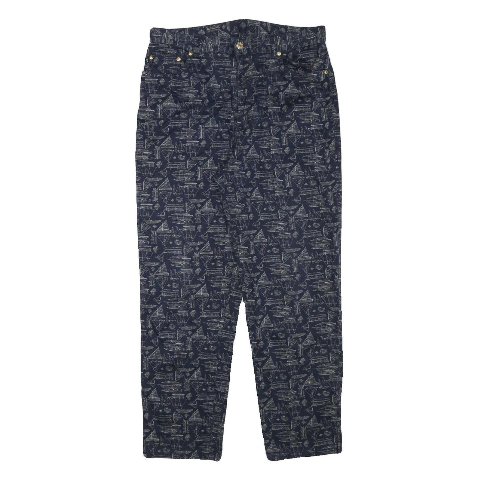 LAUREN RALPH LAUREN Womens Cotton Blend Navy & Grey Regular Fit Straight Leg Refurbished - N/A refurbished available on Cerqular