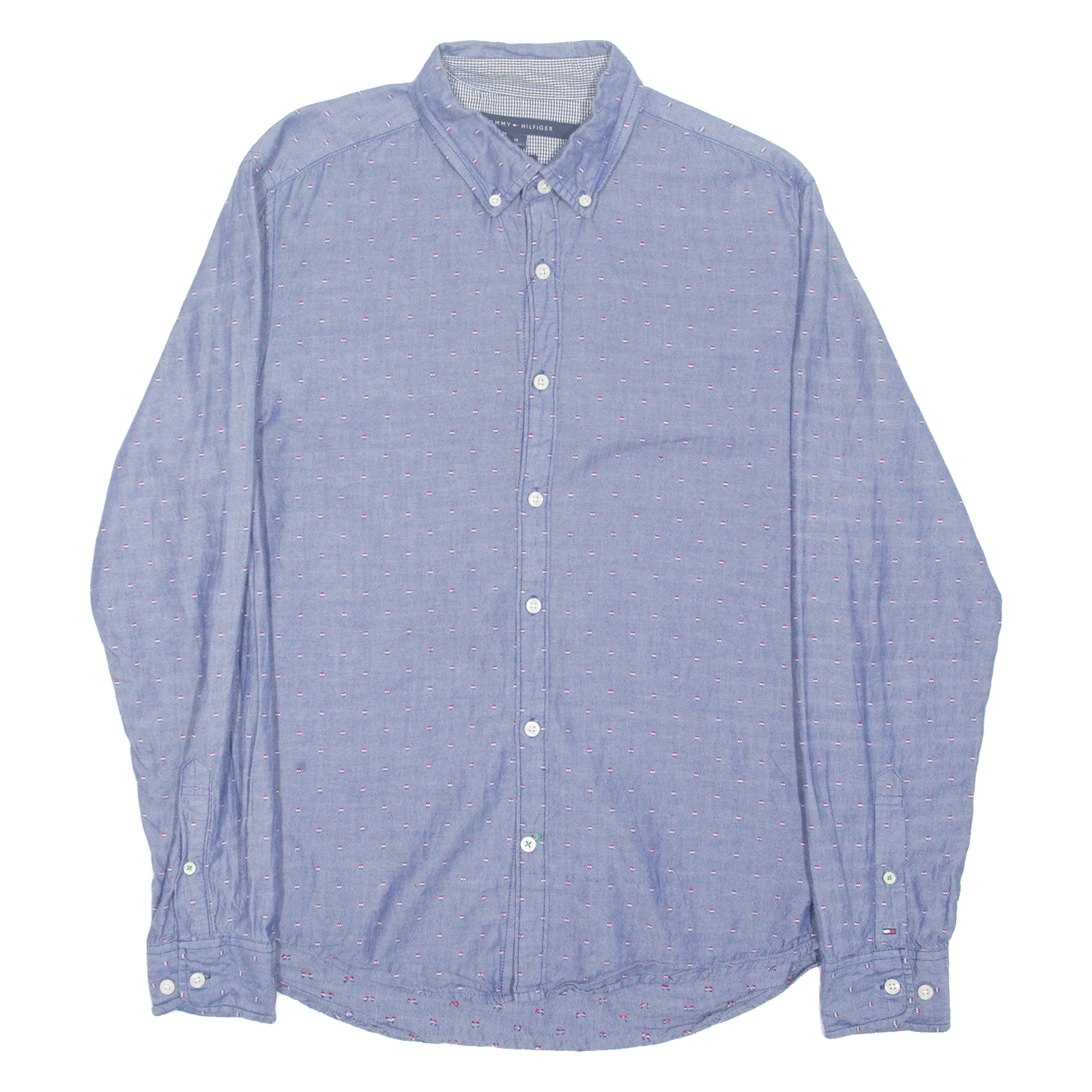 TOMMY HILFIGER New York Fit Mens Shirt Blue Spotted Long Sleeve M Refurbished - N/A refurbished available on Cerqular