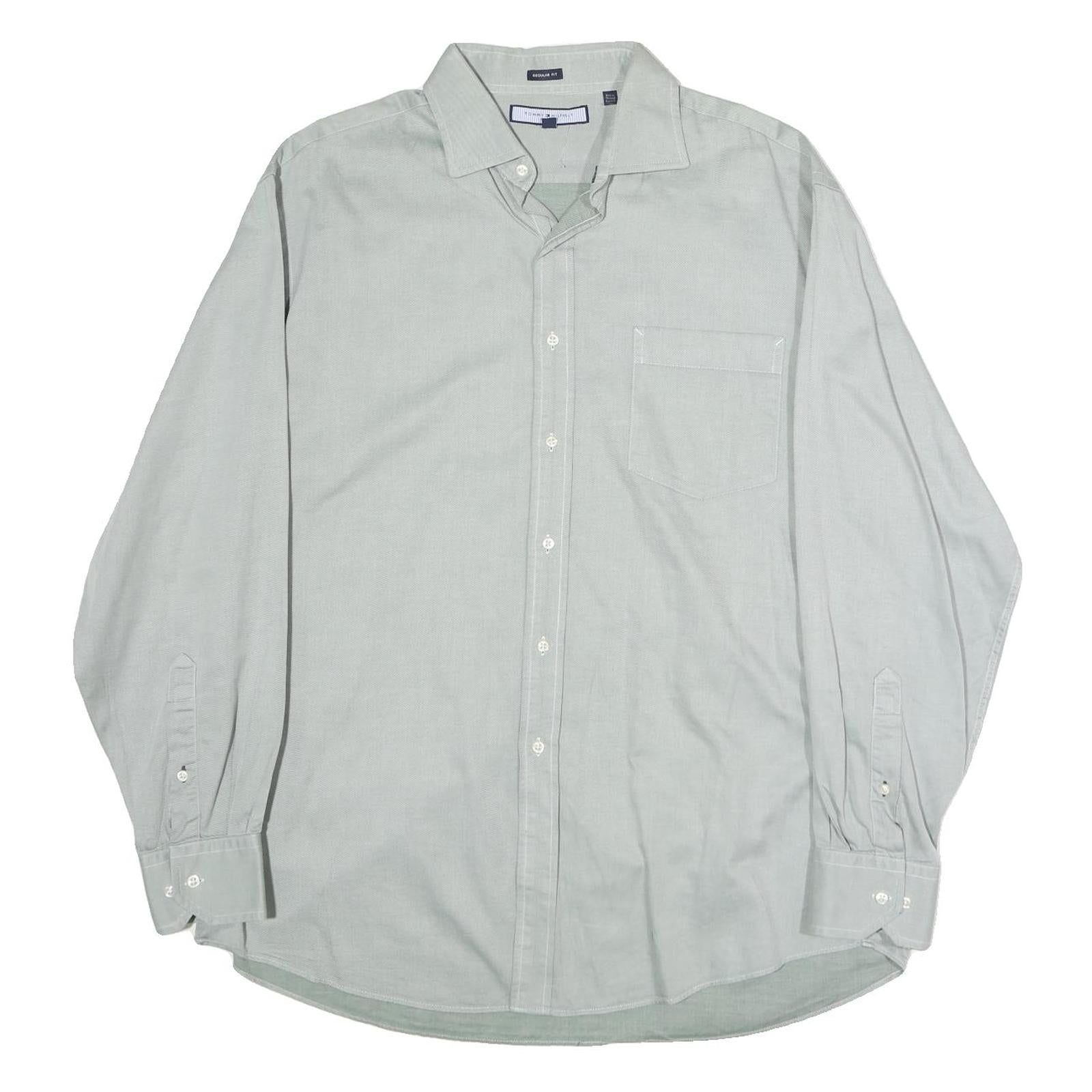 TOMMY HILFIGER Mens Light Grey Cotton Shirt L Classic Fit Button Down Collar Refurbished - N/A refurbished available on Cerqular