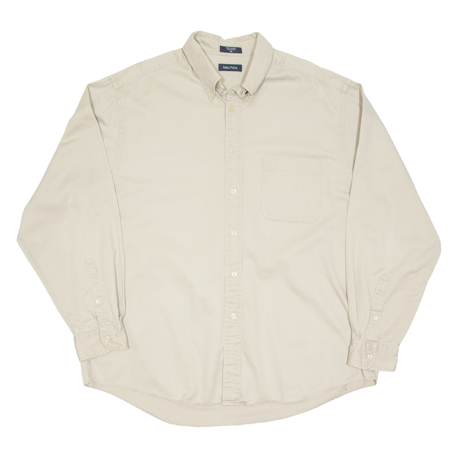 NAUTICA Mens Plain Shirt Beige Long Sleeve XL Refurbished - N/A refurbished available on Cerqular