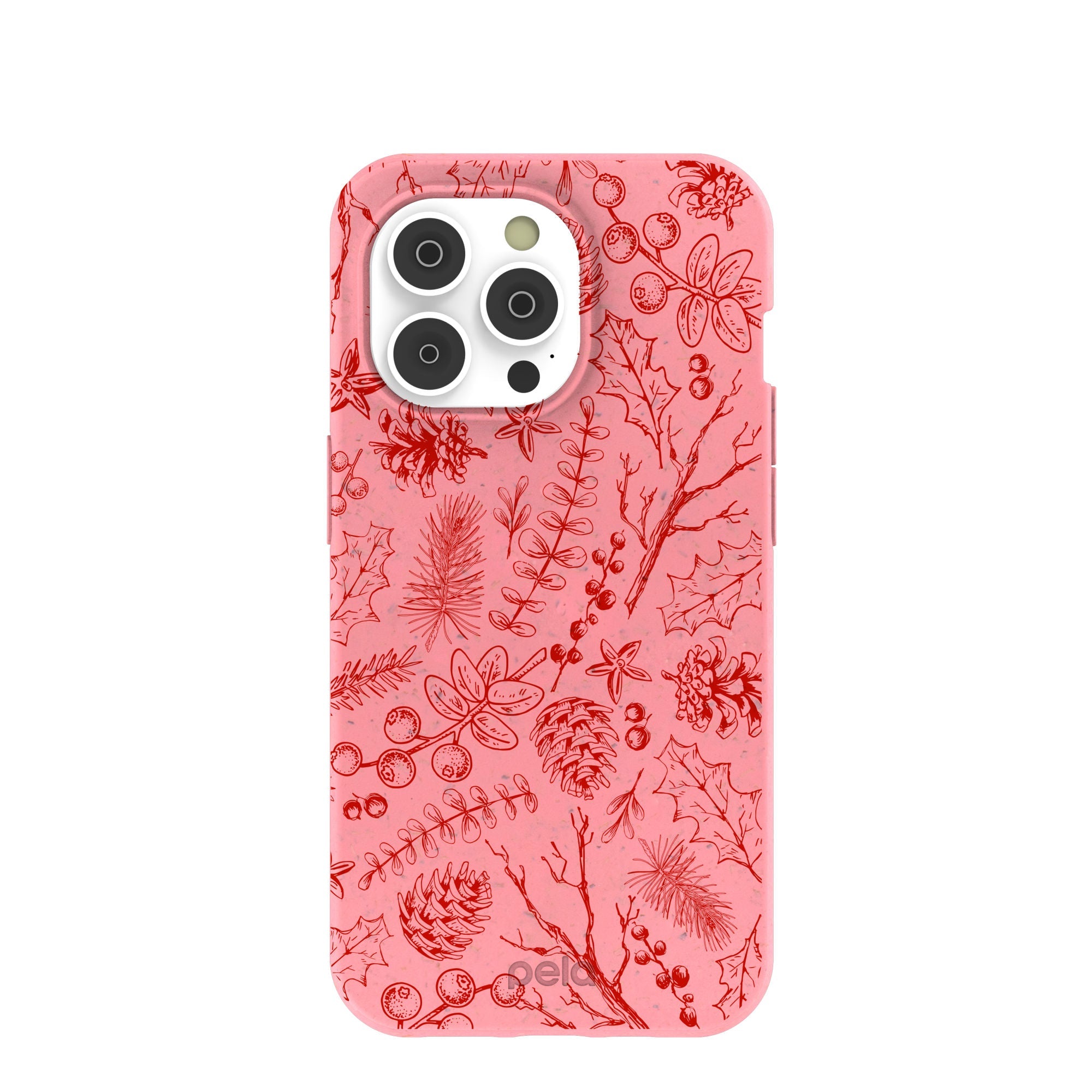 Bubblegum Pink Festive Forest iPhone 14 Pro Case Refurbished - Pela Case refurbished available on Cerqular