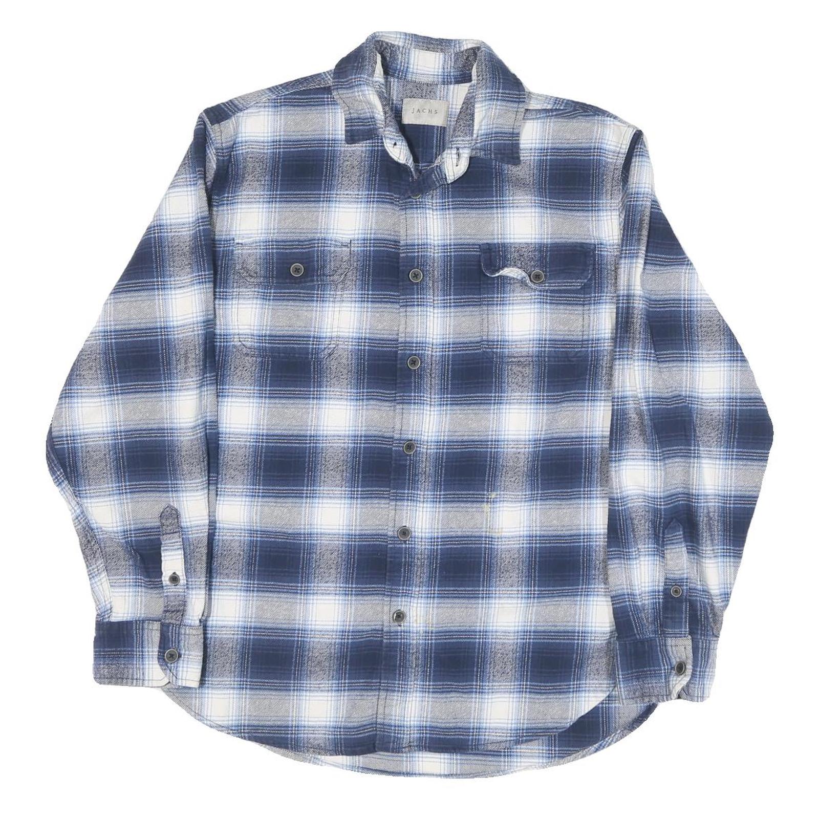 JACHS Womens Blue & White Checked Shirt M Button Front Casual Cotton Blend Refurbished - N/A refurbished available on Cerqular