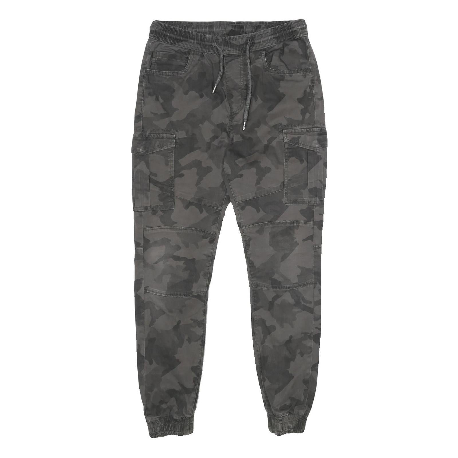 FSBN Mens Cotton Blend Grey Camouflage Regular Cargo Jogger Trousers W28 L30 Refurbished - N/A refurbished available on Cerqular