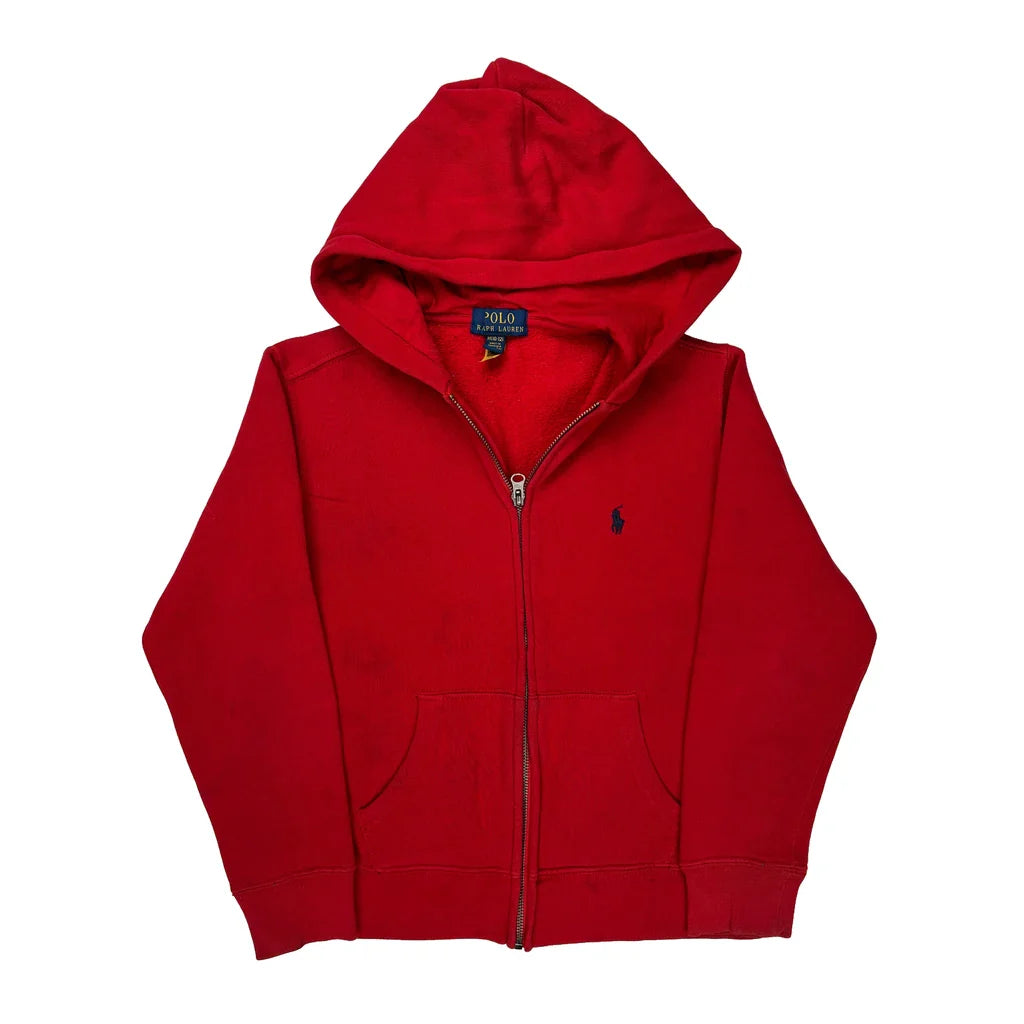 Age 8-9 Polo By Ralph Lauren Hoodie - Medium Red Cotton Refurbished - Thrifted (note: this is a term often used to describe second- refurbished available on Cerqular