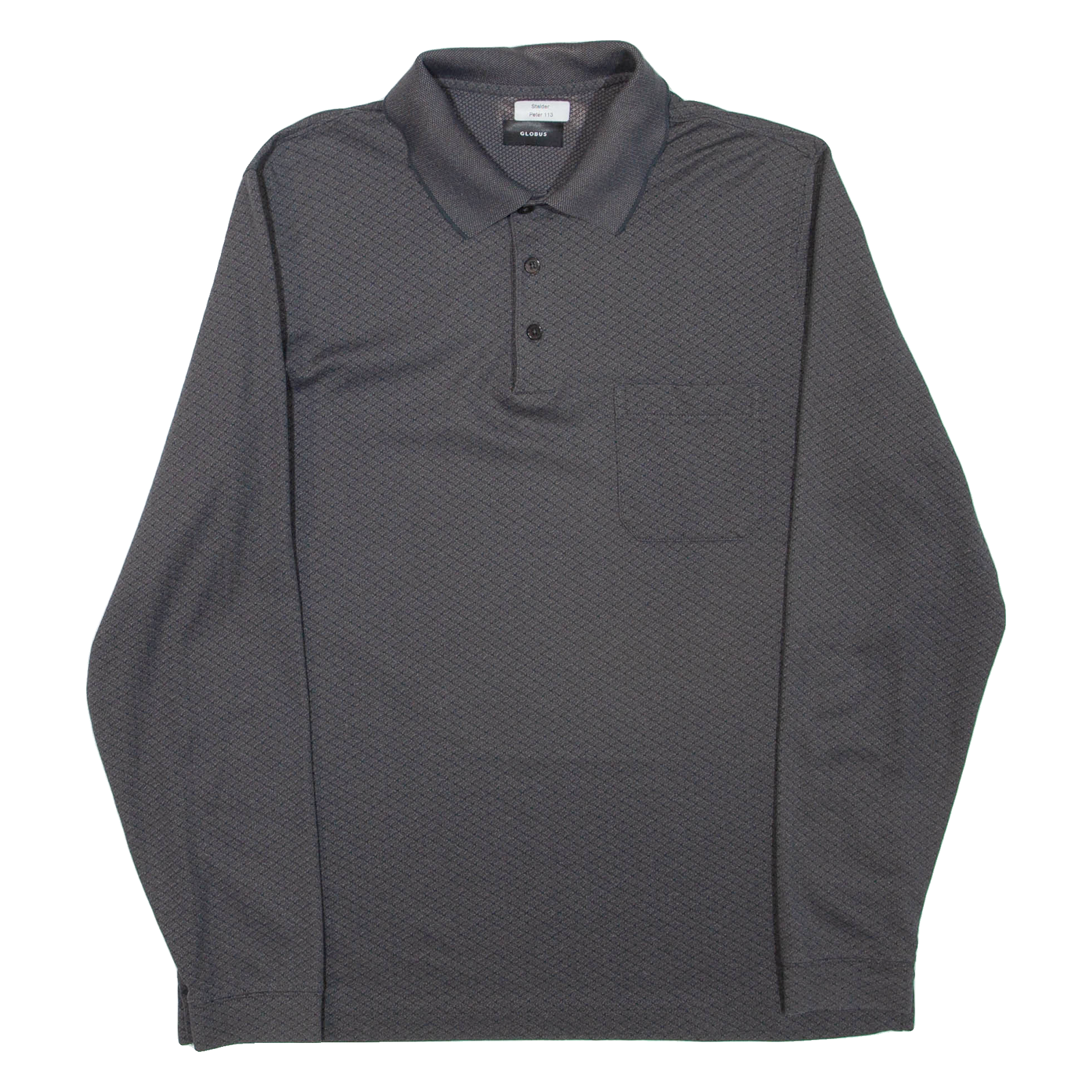 GLOBUS Mens Polo Shirt Grey Geometric Long Sleeve L Refurbished - N/A refurbished available on Cerqular