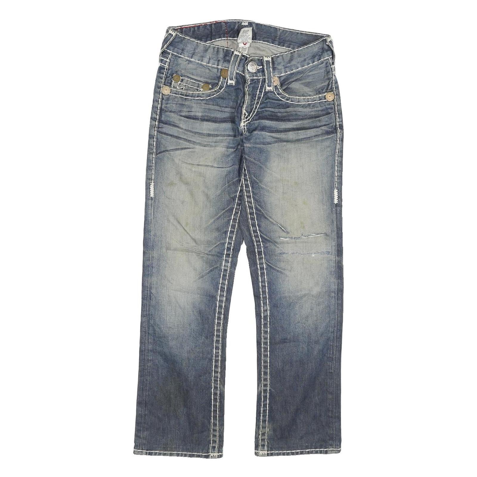 Buy TRUE RELIGION Womens Regular Blue Denim Medium Wash W28 L28 Distressed Zip Jeans Refurbished - $70.19 TRUE RELIGION Womens Regular Blue Denim Medium Wash W28 L28 Distressed Zip Jeans Refurbished - N/A refurbished available on Cerqular