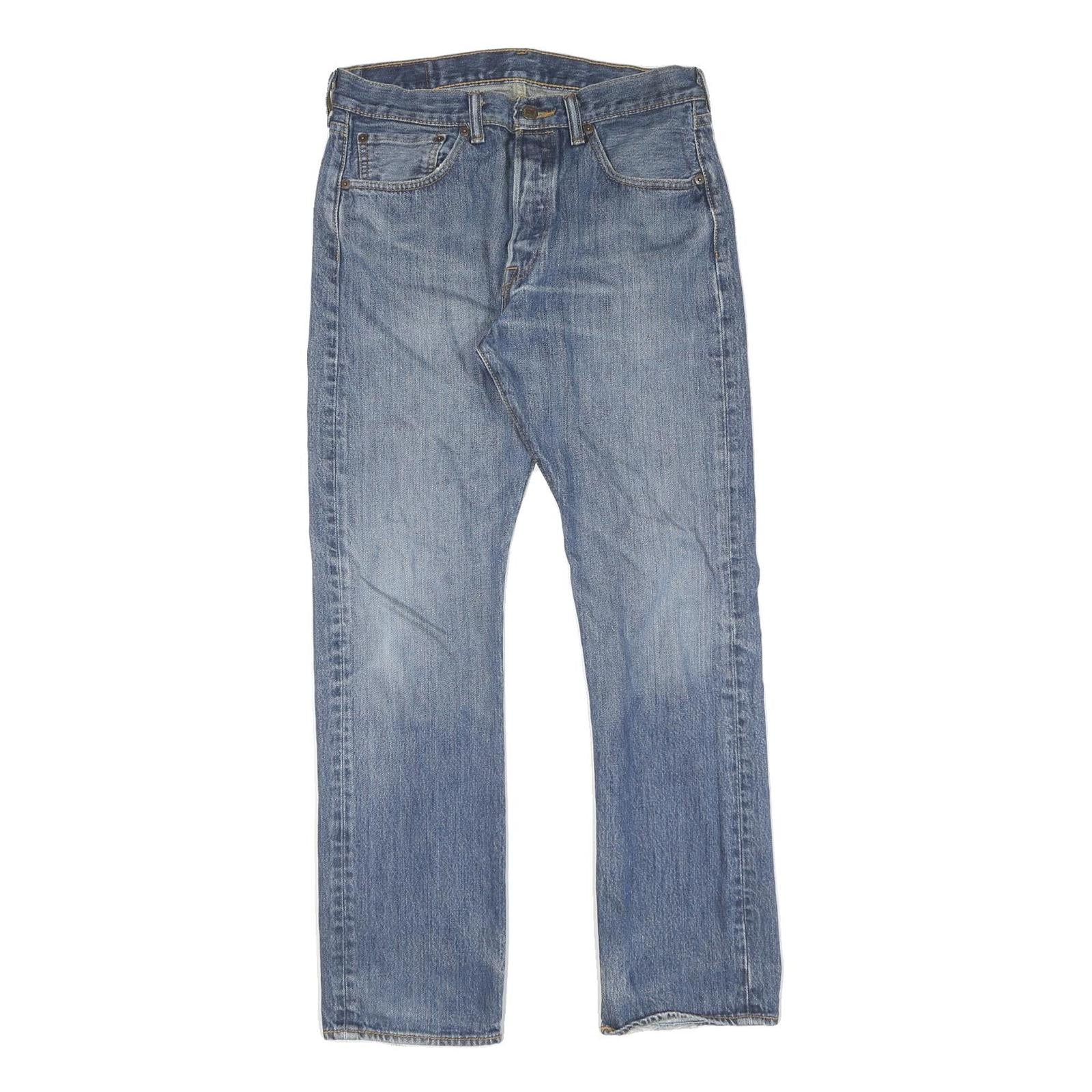 LEVI'S 501 Mens Jeans Blue Regular Straight Denim Medium W31 L30 Classic Button Refurbished - N/A refurbished available on Cerqular