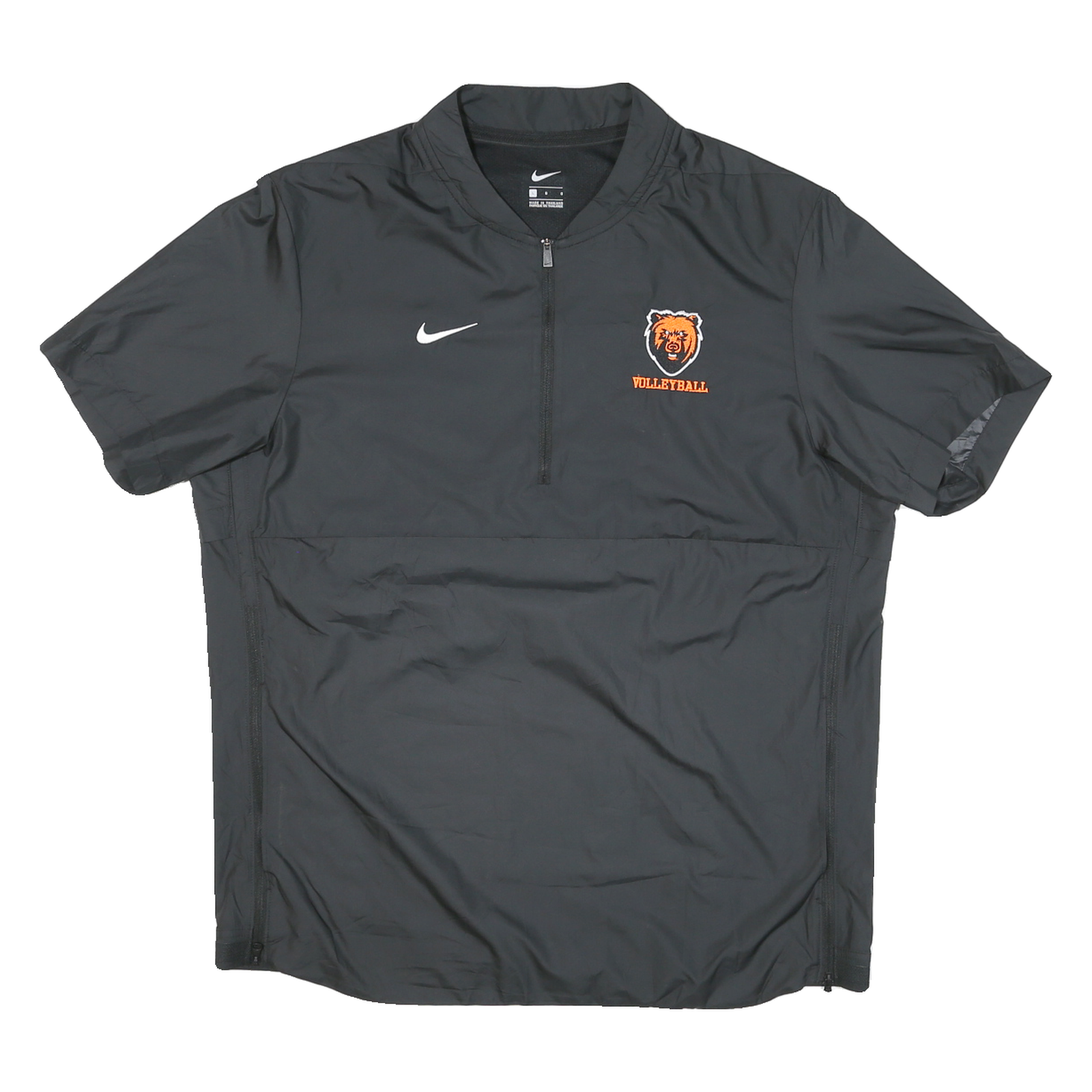 NIKE Mens Black Volleyball Track Jacket L Nylon Plain Short Sleeve Zip Refurbished - N/A refurbished available on Cerqular