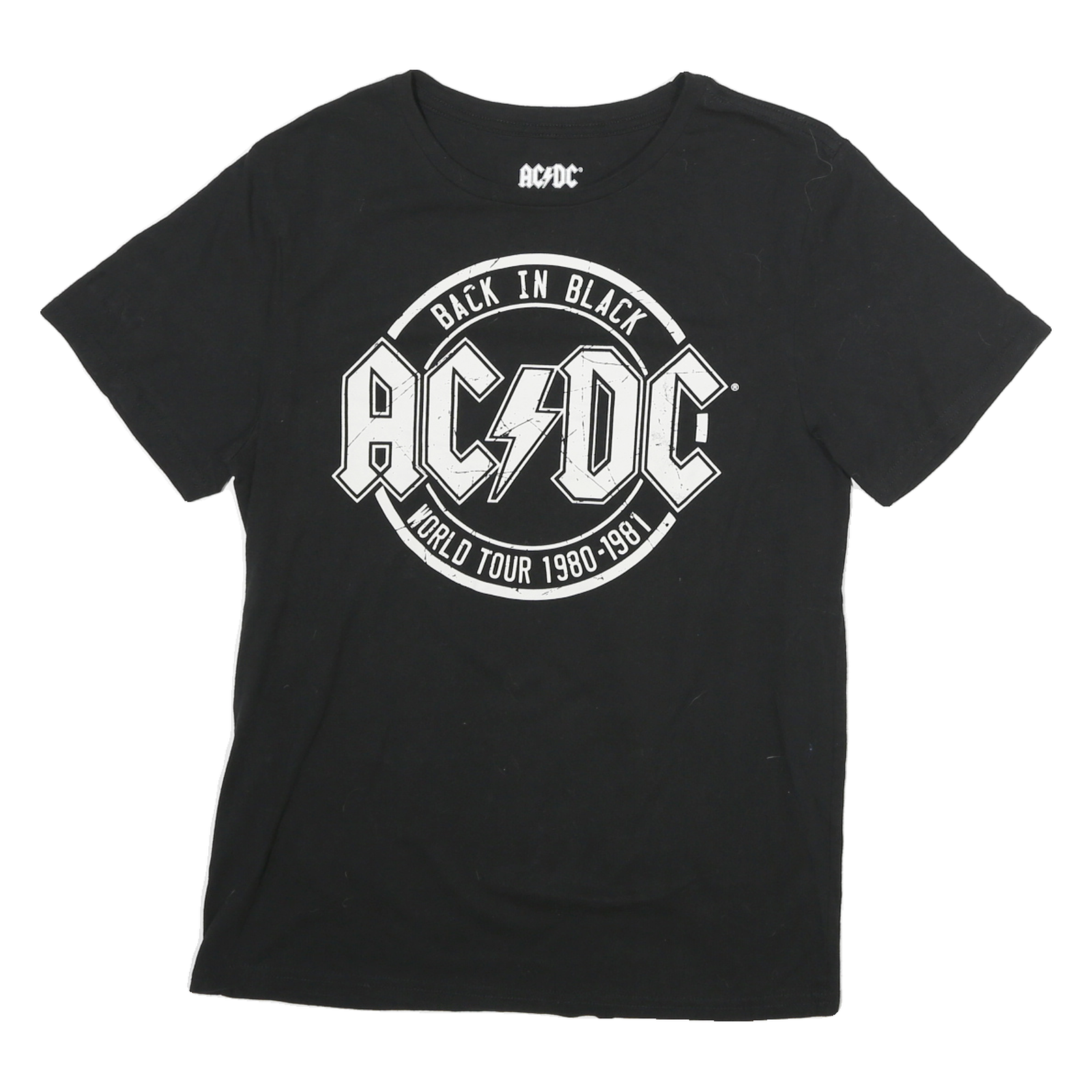 AC DC Mens Black Back In Black World Tour Graphic T-Shirt M Crew Neck Short Refurbished - N/A refurbished available on Cerqular
