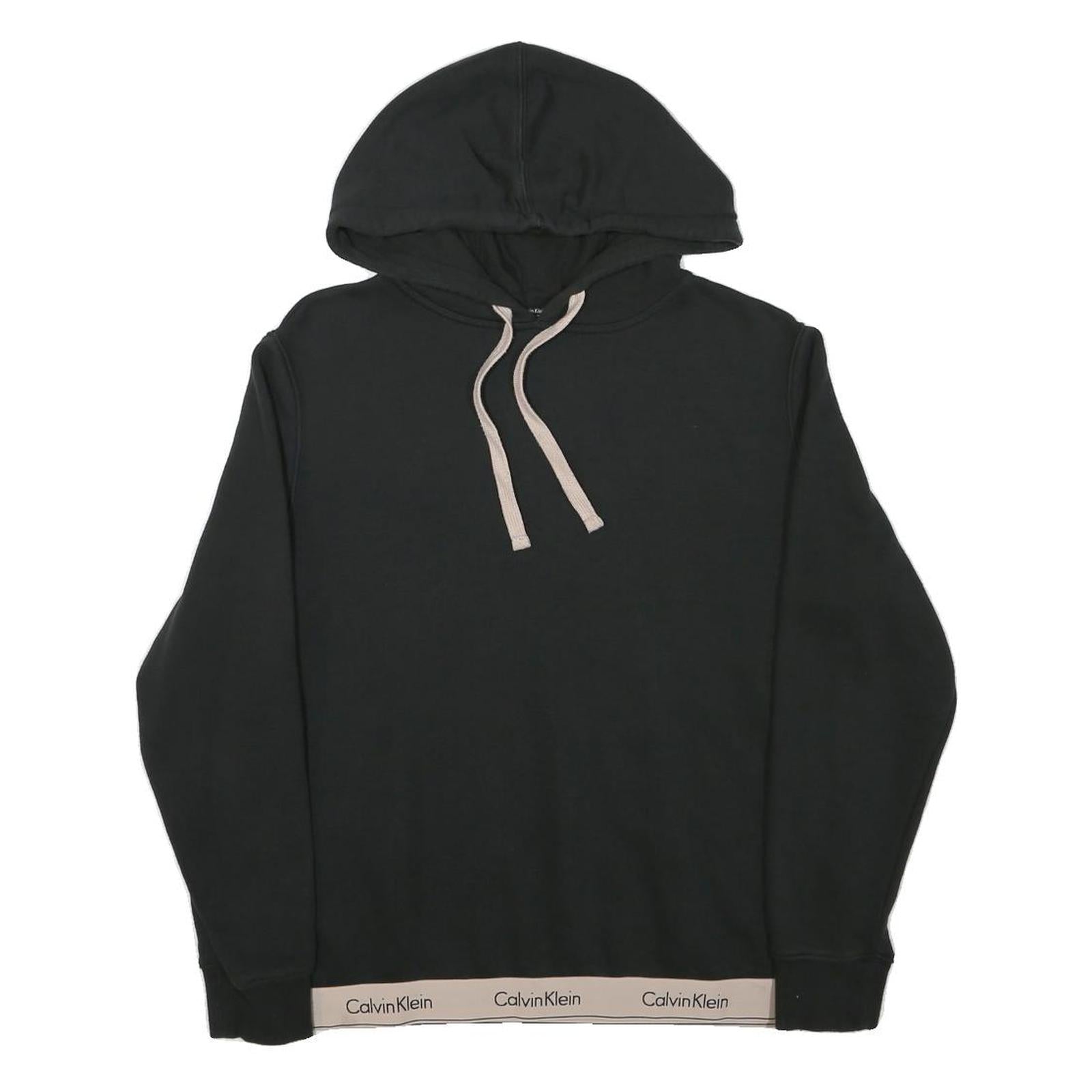 CALVIN KLEIN Womens Black Hoodie M Logo Band Bottom Pullover Hooded Jumper Refurbished - N/A refurbished available on Cerqular