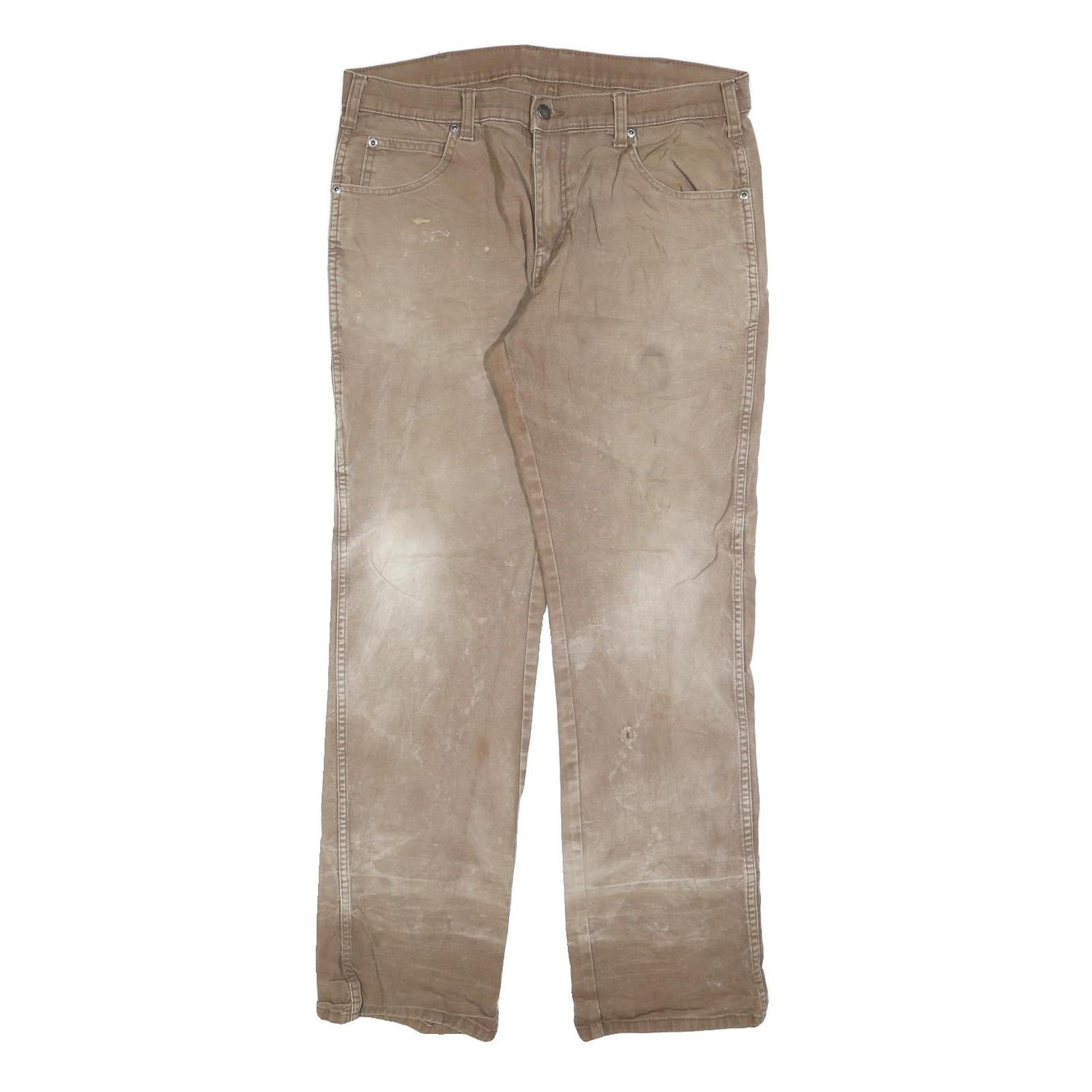DICKIES Mens Beige Regular Fit Straight Denim Cotton Blend Zip W32 L32 Workwear Refurbished - N/A refurbished available on Cerqular