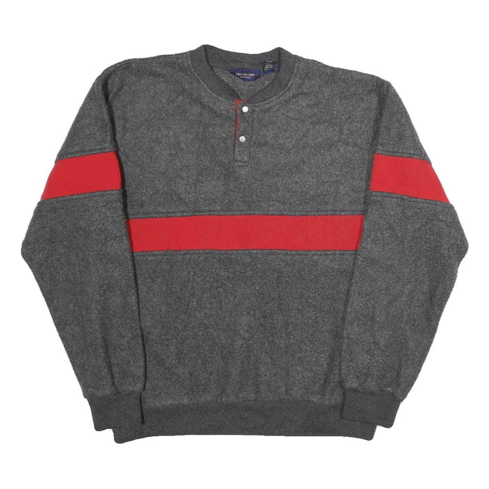VAN HEUSEN Mens Grey & Red Jumper Pullover Round Neck Basic Knit M Casual Style Refurbished - N/A refurbished available on Cerqular