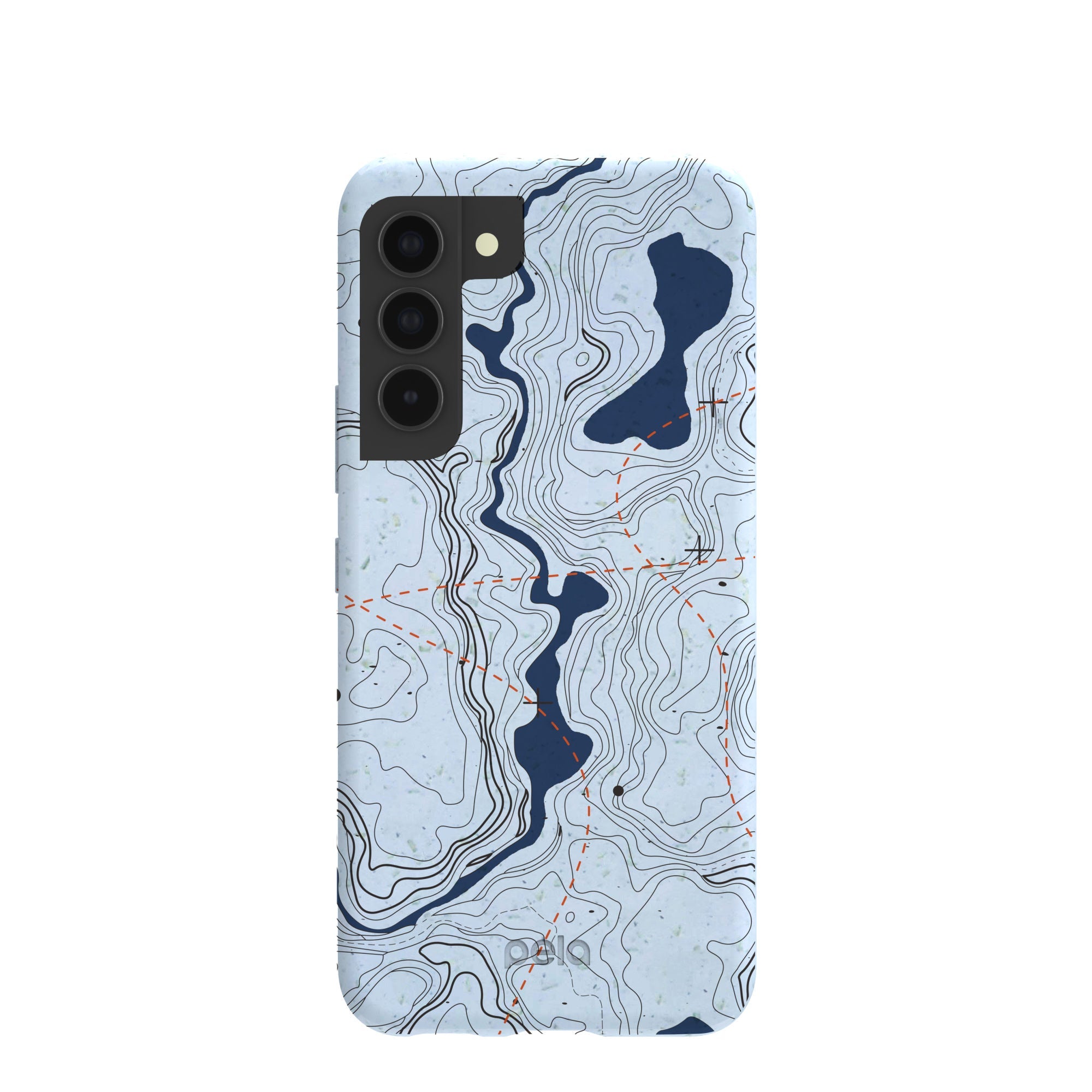 Powder Blue Contour Lines Samsung Galaxy S22 Case Refurbished - Pela Case refurbished available on Cerqular