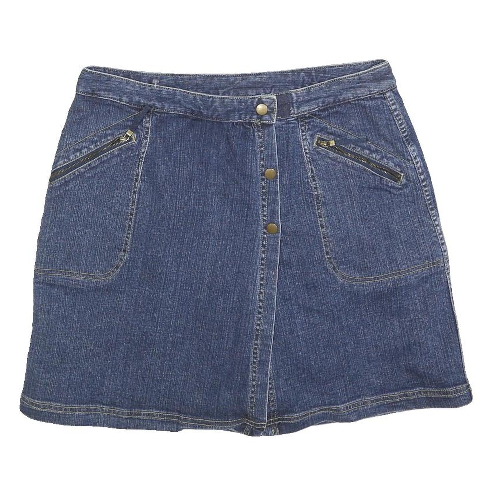 LIZ CLAIBORNE Womens Blue Denim Mini Cotton Blend Skort Size M Zip Pockets Refurbished - N/A refurbished available on Cerqular