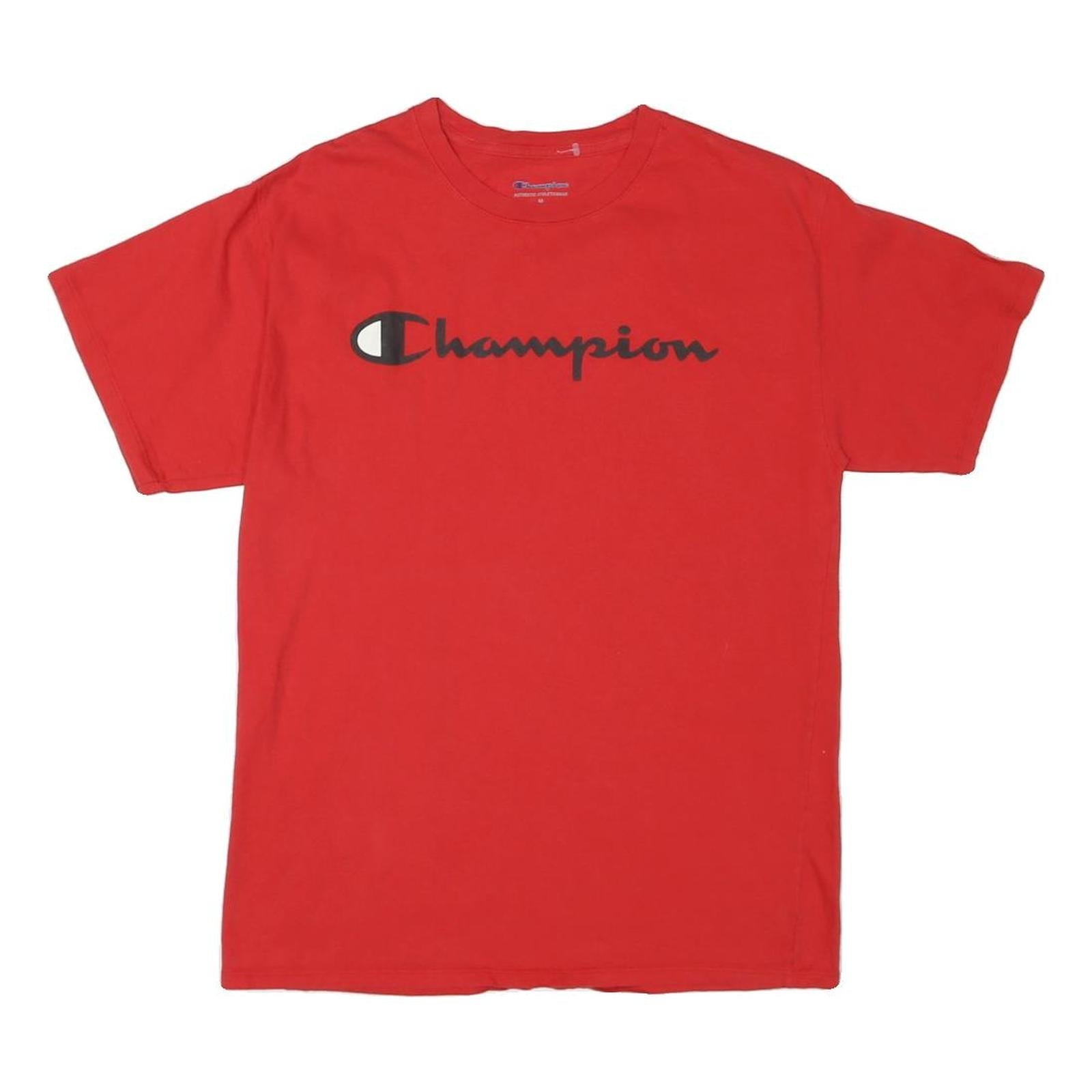 CHAMPION Mens Red Graphic T-Shirt M Short Sleeve Crew Neck Classic Cotton Blend Refurbished - N/A refurbished available on Cerqular