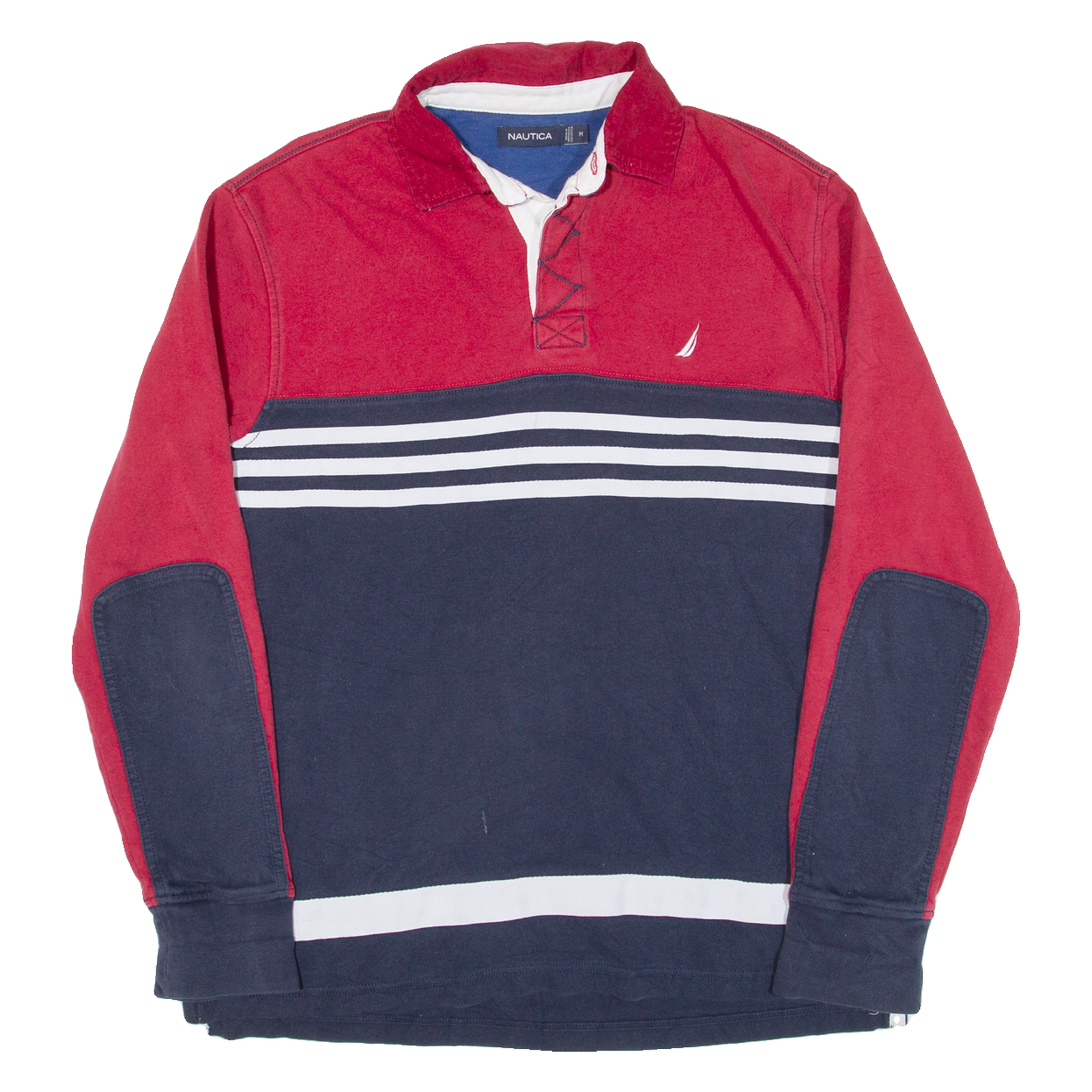 NAUTICA Mens Polo Shirt Blue Striped Long Sleeve M Refurbished - N/A refurbished available on Cerqular