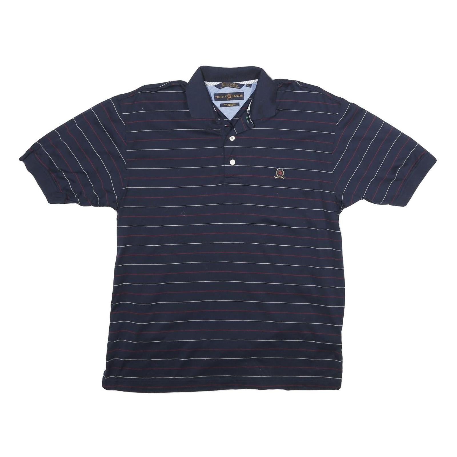 TOMMY HILFIGER Mens Blue Striped Polo Shirt S Classic Fit Cotton Short Sleeve Refurbished - N/A refurbished available on Cerqular