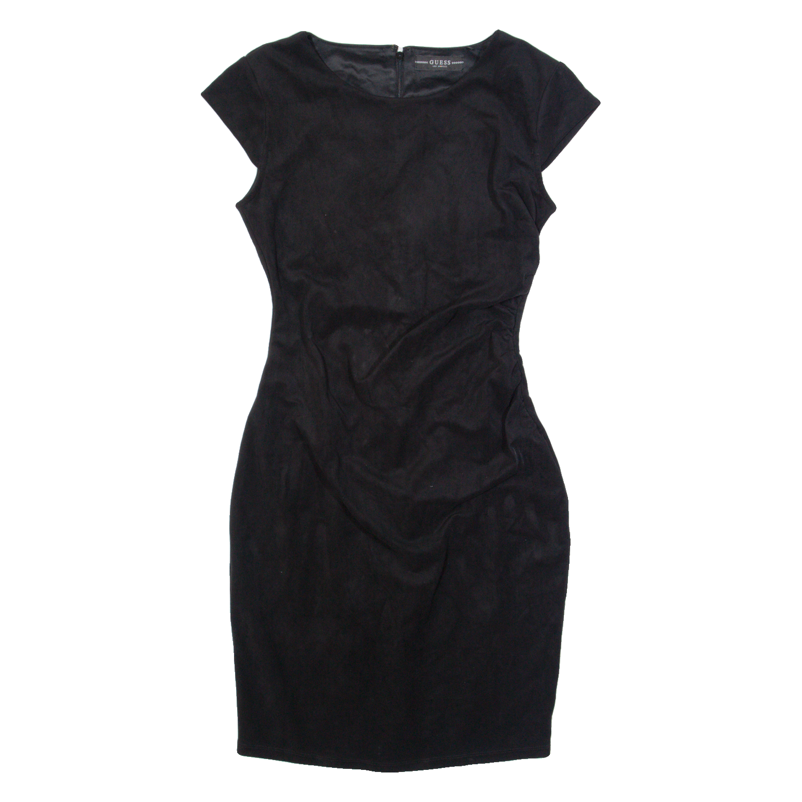 GUESS Suede Feel Womens Bodycon Dress Black Short Sleeve Knee Length UK 6 Refurbished - N/A refurbished available on Cerqular