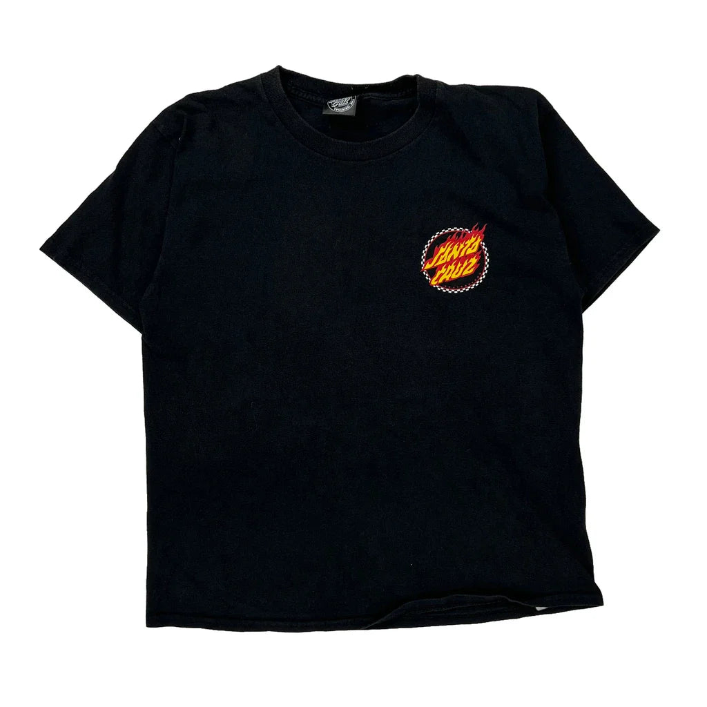 Santa Cruz T-Shirt - Small Black Cotton Refurbished - Thrifted (note: this is a term often used to describe second- refurbished available on Cerqular