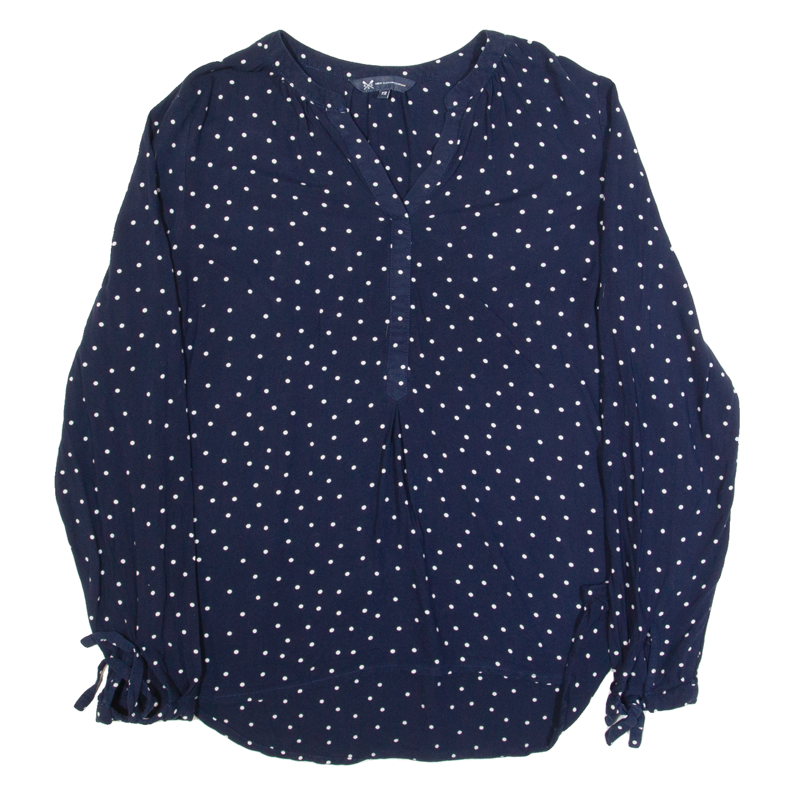 CREW CLOTHING Womens Printed Shirt Blue V-Neck Long Sleeve Polka Dot UK 12 Refurbished - N/A refurbished available on Cerqular