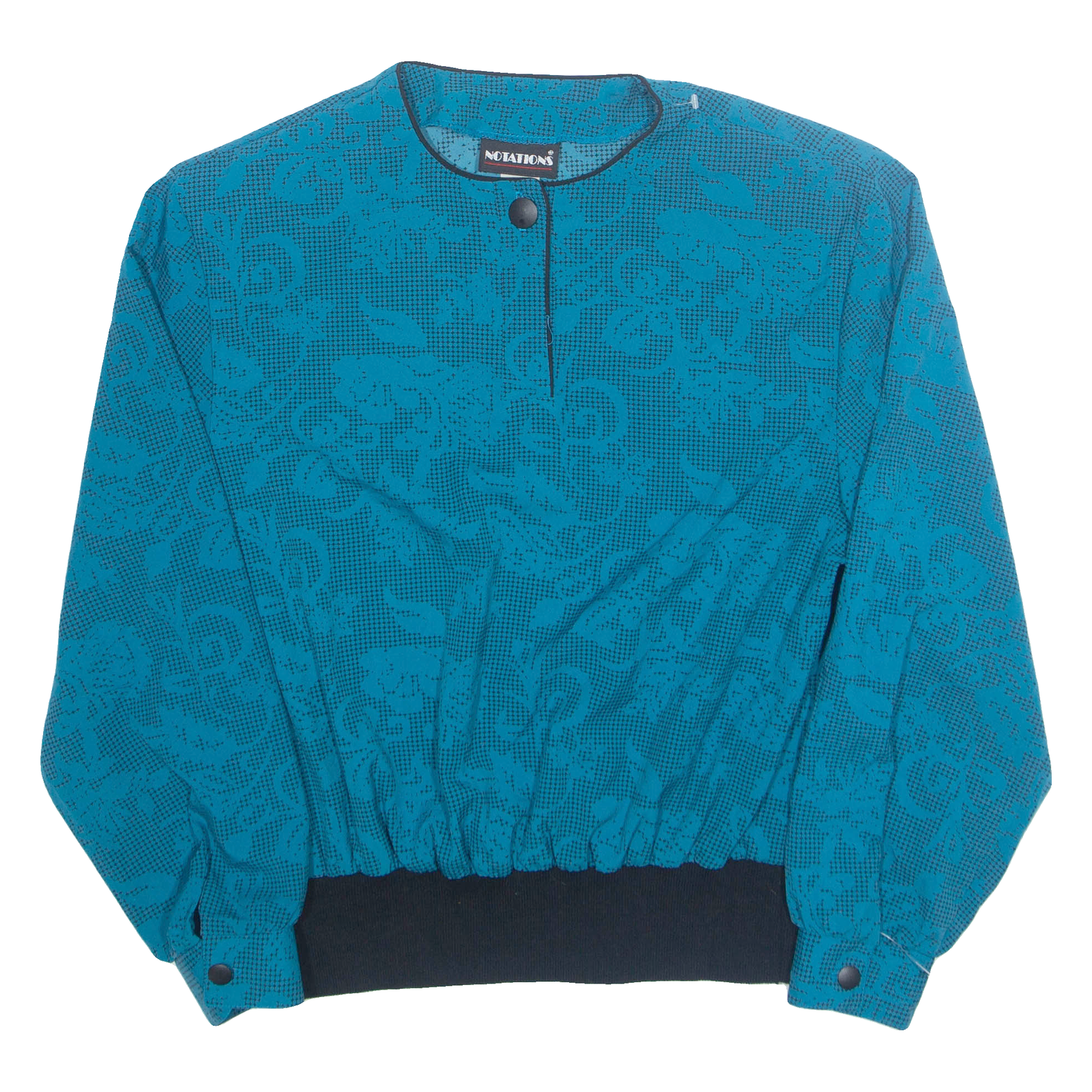 NOTATIONS Womens Printed Blouse Blue Long Sleeve Floral M Refurbished - N/A refurbished available on Cerqular