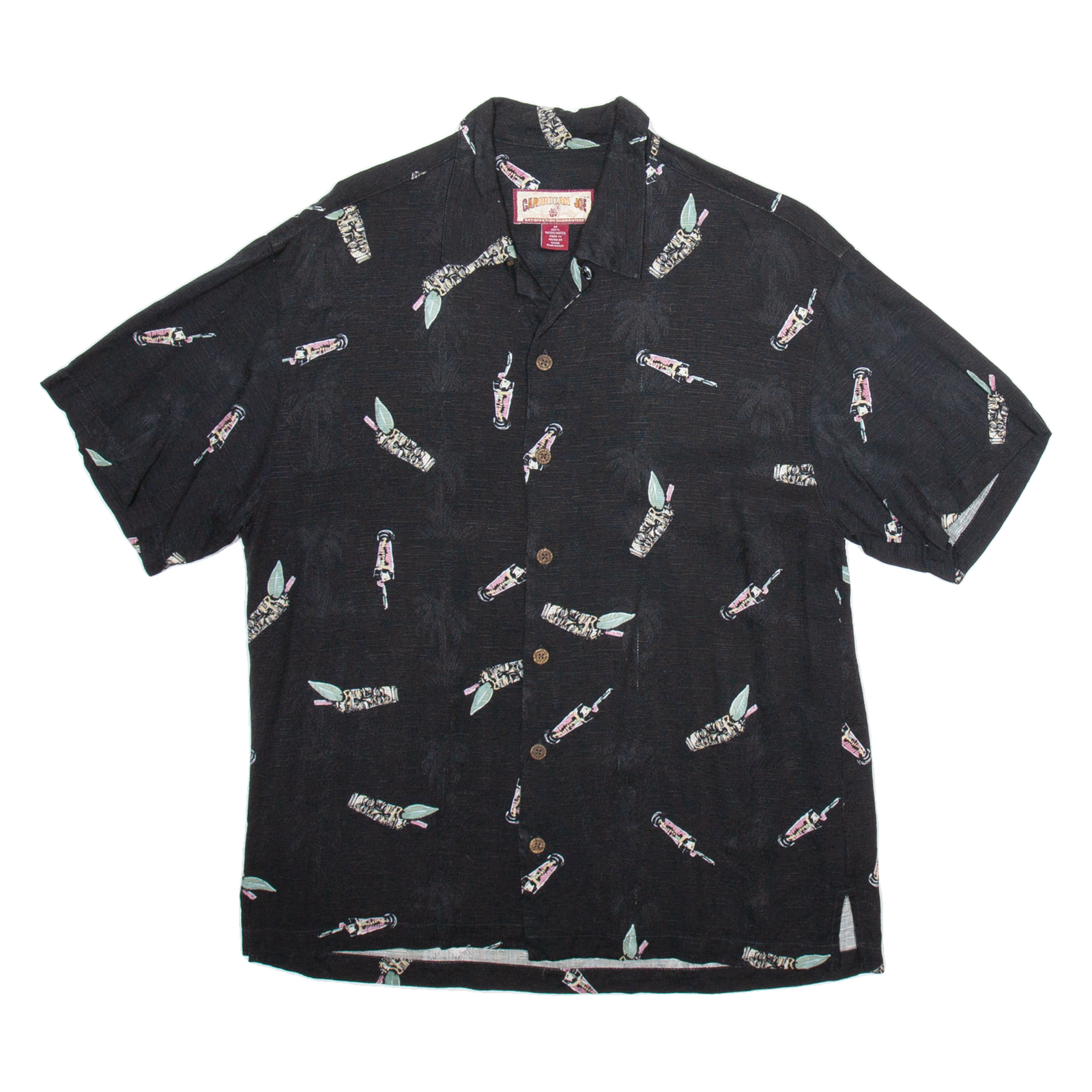 CARIBBEAN JOE Mens Hawaiian Shirt Black Crazy Pattern M Refurbished - N/A refurbished available on Cerqular