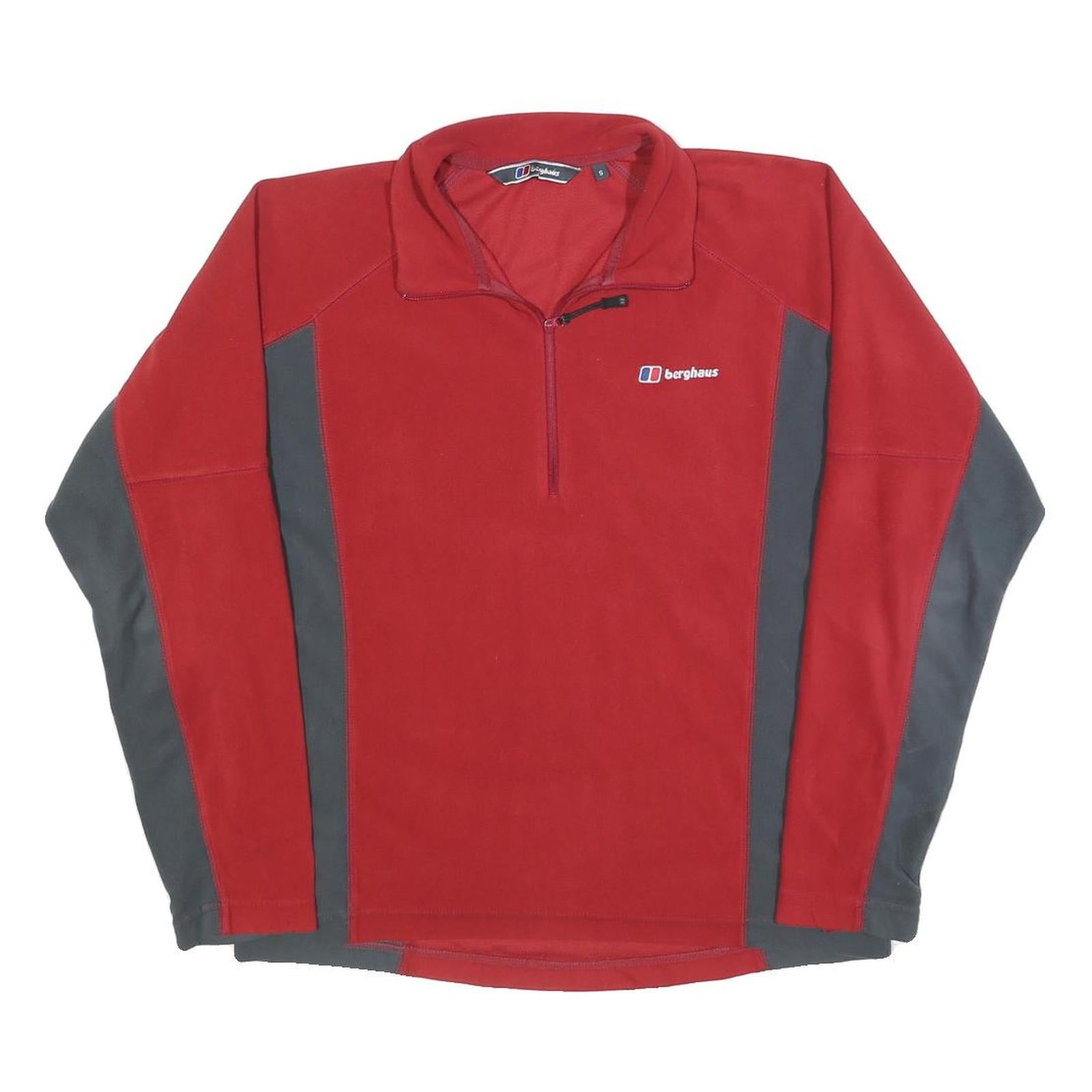 BERGHAUS Mens Red & Grey Polyester Pullover Plain 1/4 Zip Jumper S Outdoor Refurbished - N/A refurbished available on Cerqular