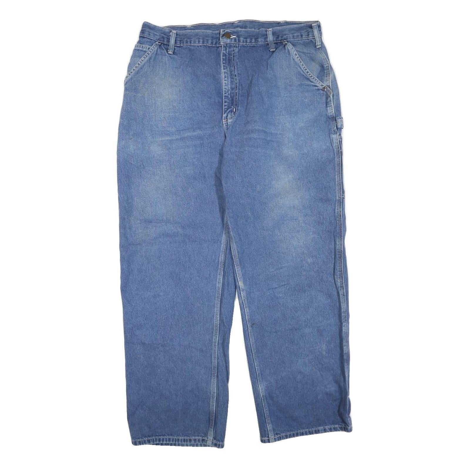 CARHARTT Mens Regular Fit Blue Denim Jeans W30 L32 Zip Closure Straight Leg Refurbished - N/A refurbished available on Cerqular