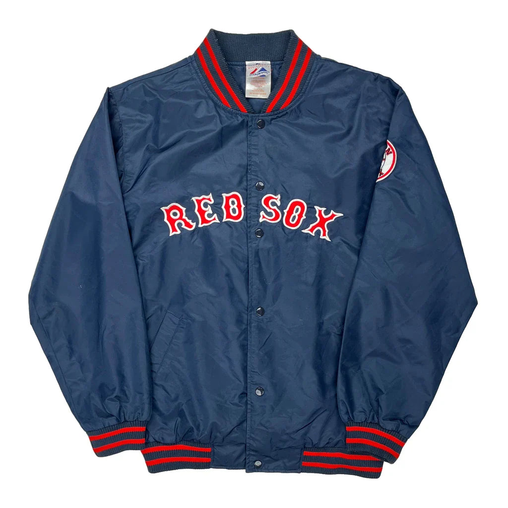 Buy Red Sox Majestic Spellout Baseball Jacket - Large Red Nylon Refurbished - $59.08 Red Sox Majestic Spellout Baseball Jacket - Large Red Nylon Refurbished - Thrifted (note: this is a term often used to describe second- refurbished available on Cerqular