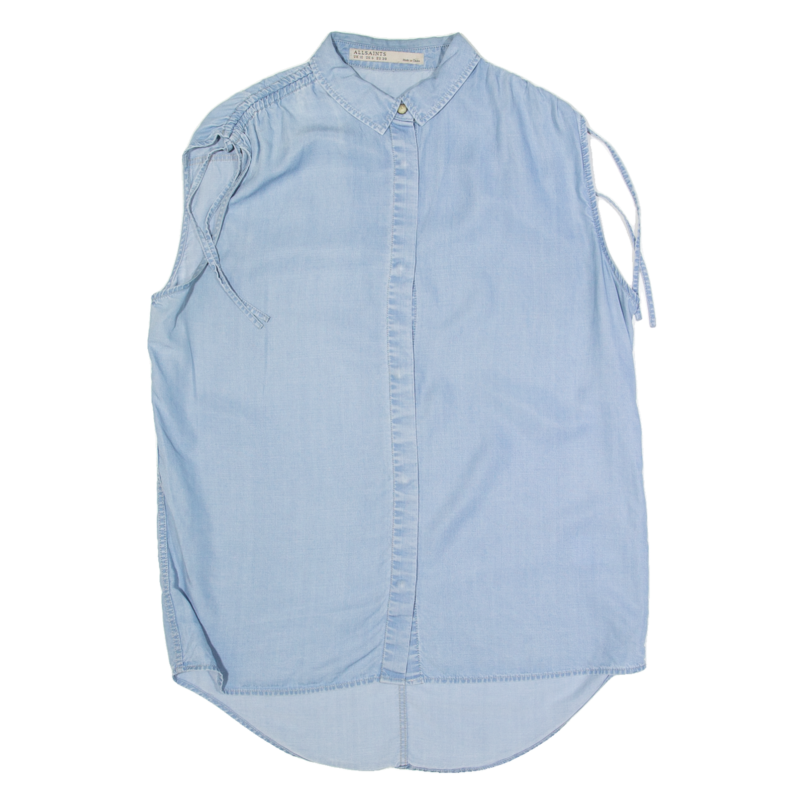 ALL SAINTS Womens Off Shoulder Vest Blue Collared Sleeveless UK 10 Refurbished - N/A refurbished available on Cerqular
