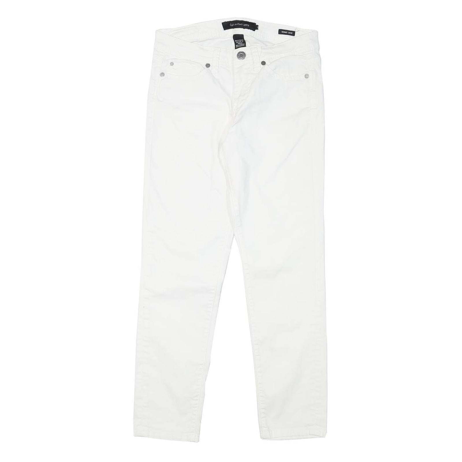 CALVIN KLEIN Womens Cotton Blend White Slim Skinny Trousers W27 L25 Refurbished - N/A refurbished available on Cerqular