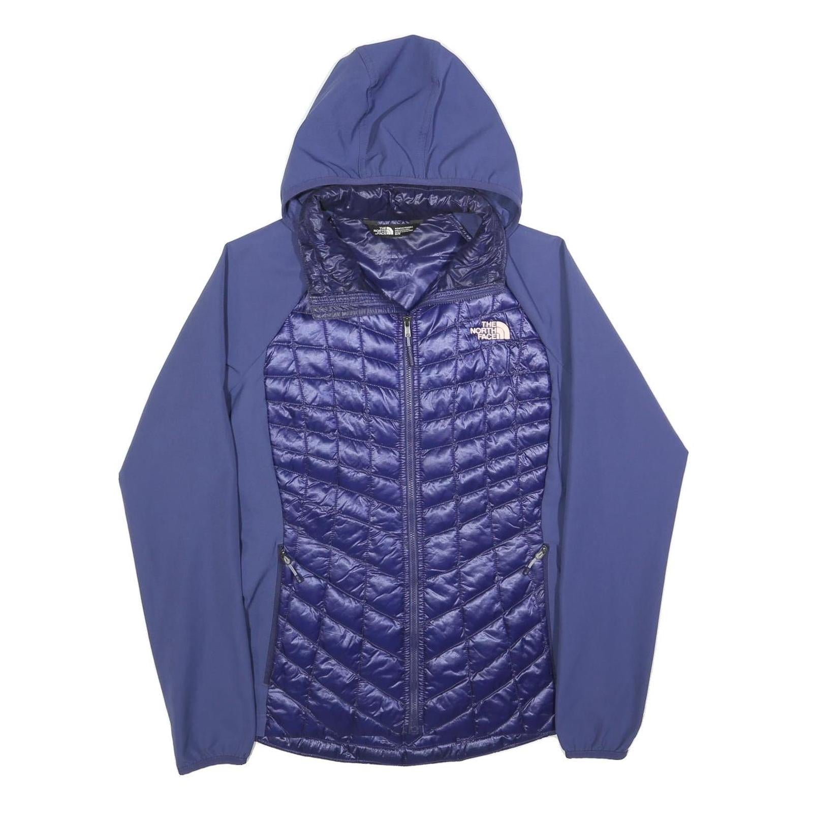 THE NORTH FACE Womens Blue Quilted Track Jacket M Polyester Hooded Zip Refurbished - N/A refurbished available on Cerqular