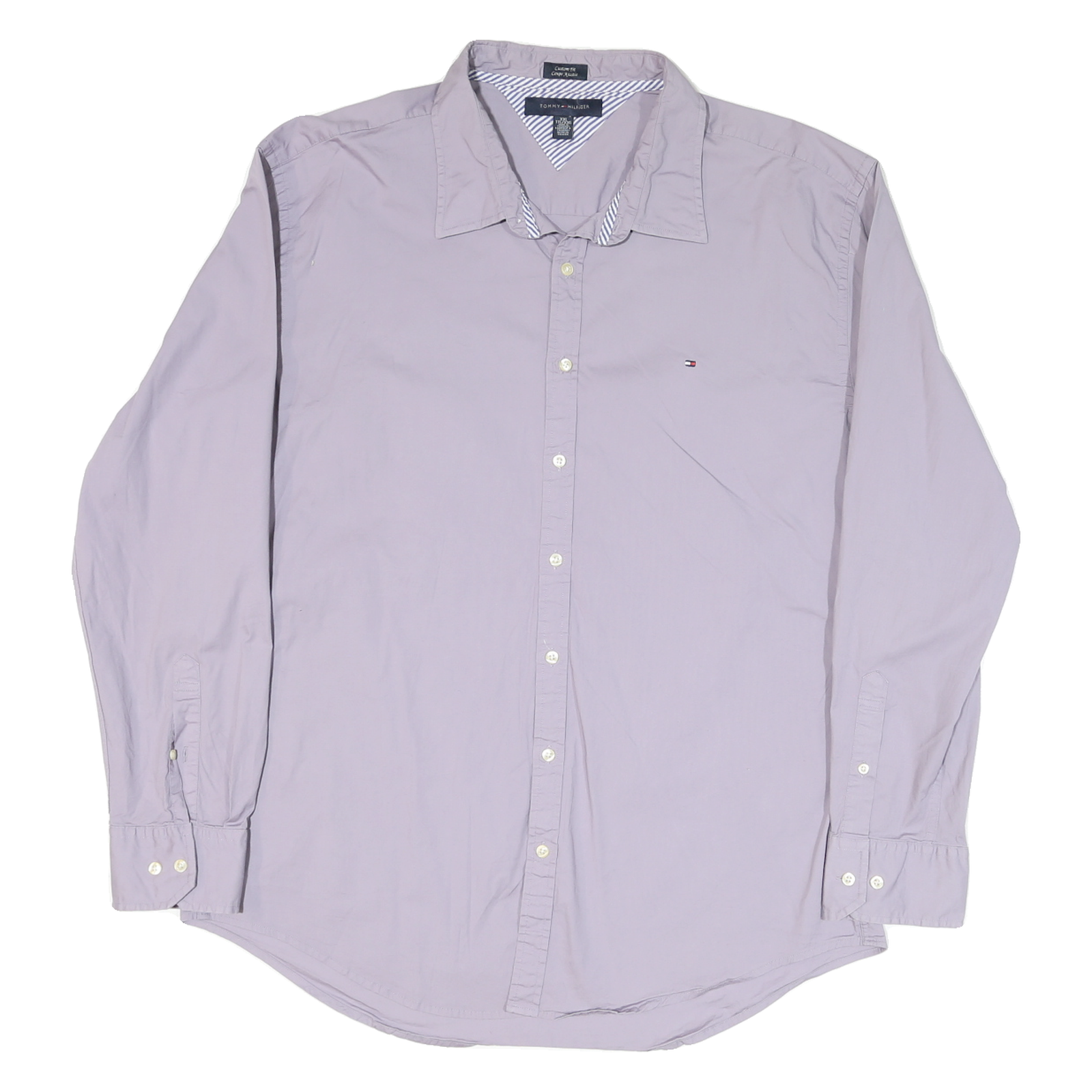 TOMMY HILFIGER Mens Purple Casual Shirt 2XL Cotton Blend Long Sleeve Button Refurbished - N/A refurbished available on Cerqular