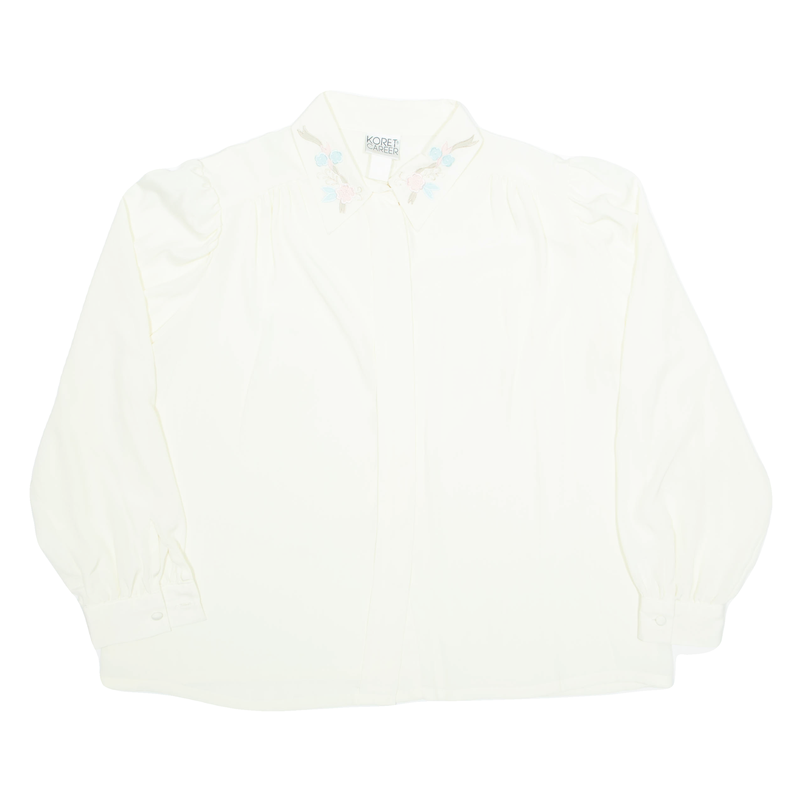 KORET CAREER Womens Shirt Cream Collared Long Sleeve L Refurbished - N/A refurbished available on Cerqular