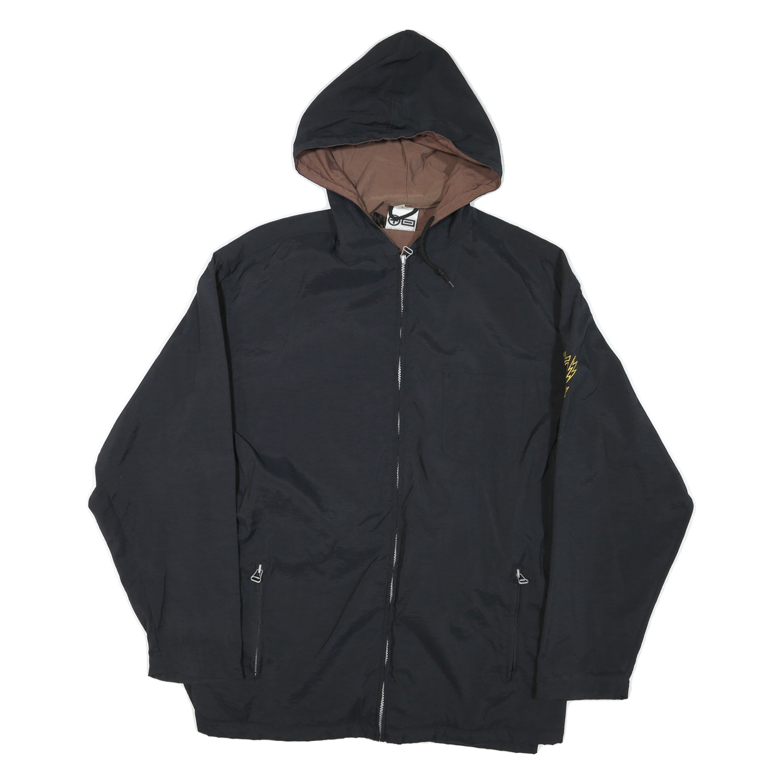 Mens Black & Brown Outdoor Jacket L Polyester Blend Woven Plain Hooded Zip Refurbished - N/A refurbished available on Cerqular