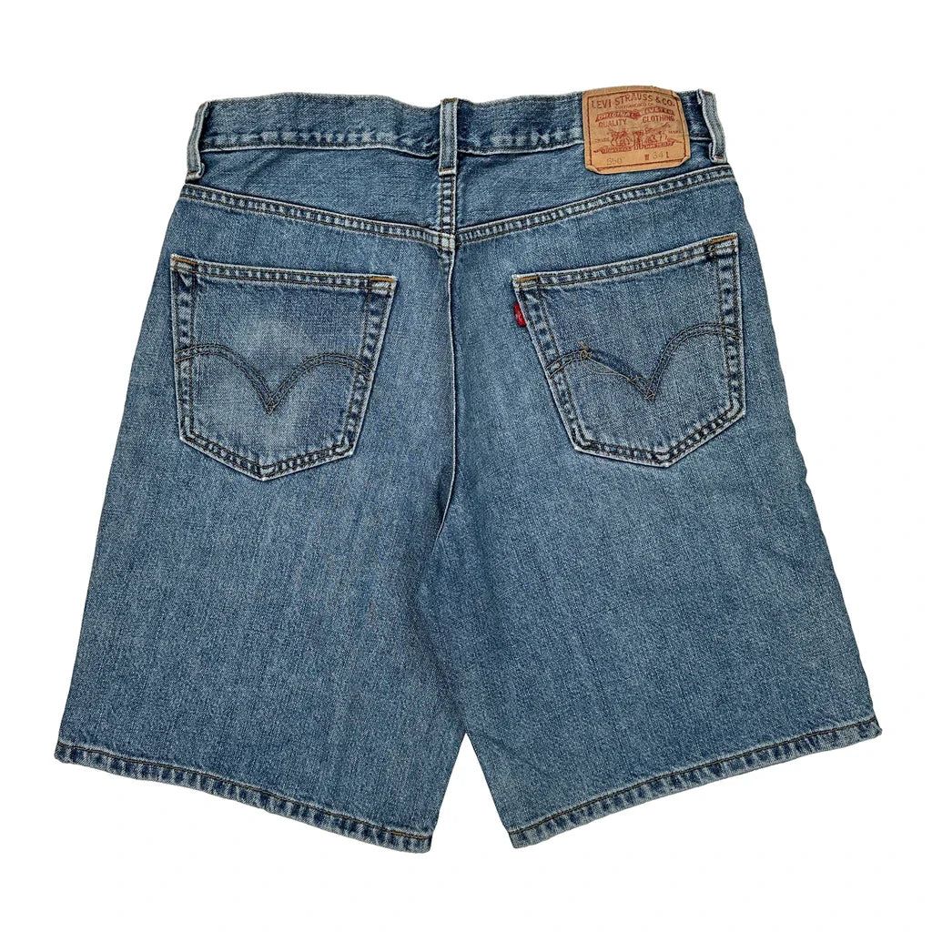 Levis Denim Shorts - 32W 10L Blue Cotton Refurbished - Thrifted (note: this is a term often used to describe second- refurbished available on Cerqular