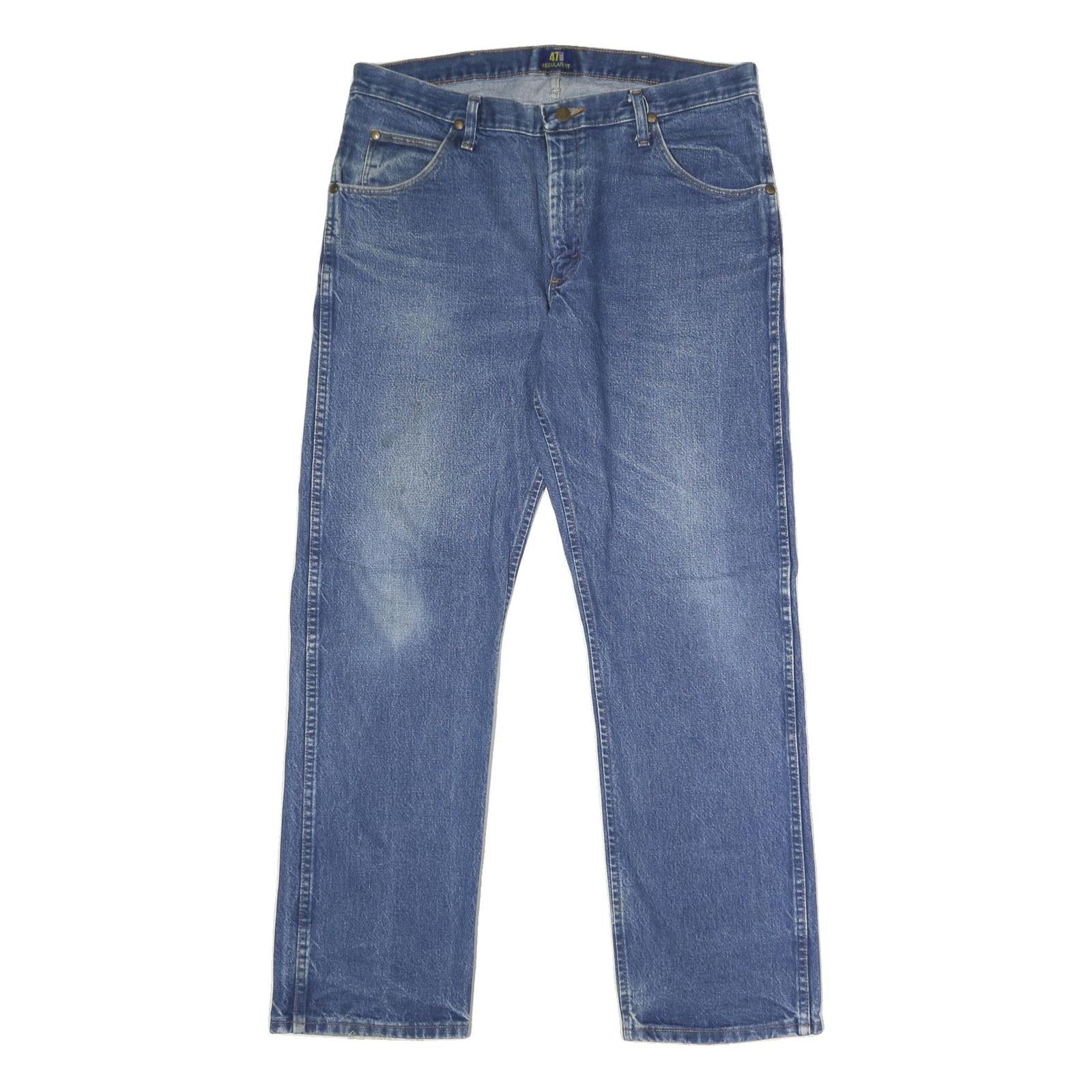 WRANGLER Mens Blue Regular Fit Straight Denim Medium Wash Jeans W36 L32 Classic Refurbished - N/A refurbished available on Cerqular