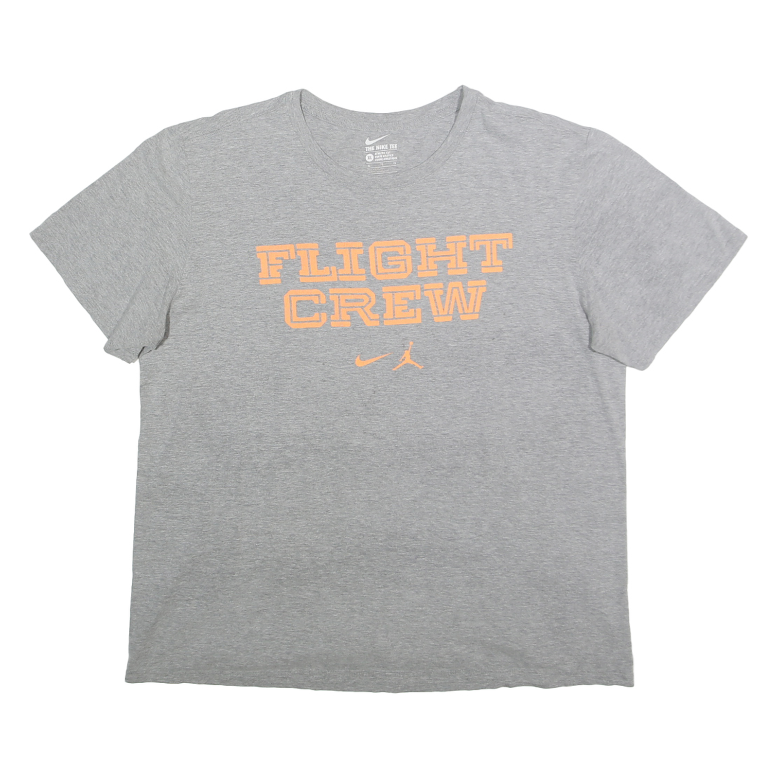 NIKE Mens Grey & Orange Flight Crew Graphic T-Shirt XL Short Sleeve Crew Neck Refurbished - N/A refurbished available on Cerqular