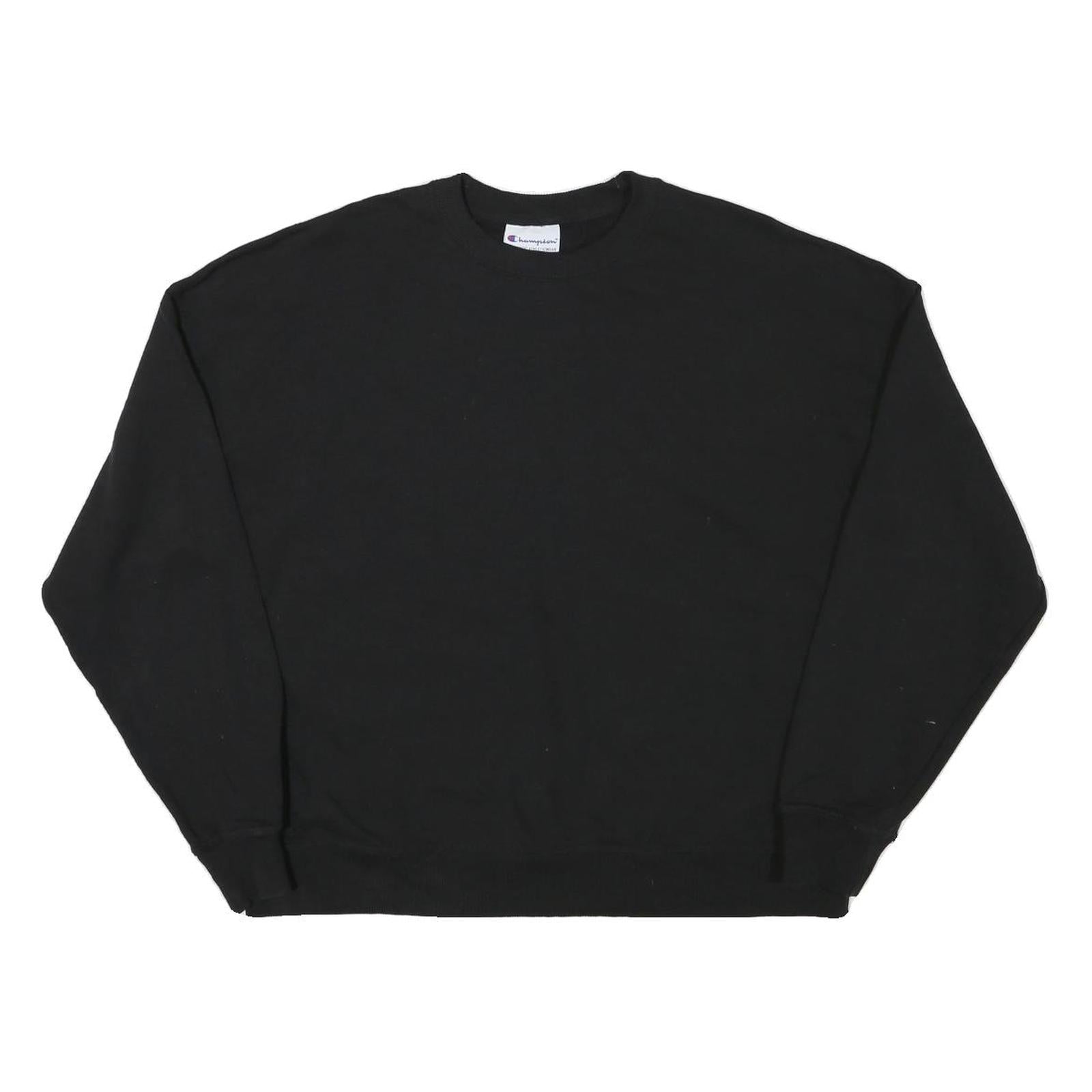 CHAMPION Womens Black Sweatshirt Crew Neck L Cotton Blend Pullover Casual Refurbished - N/A refurbished available on Cerqular