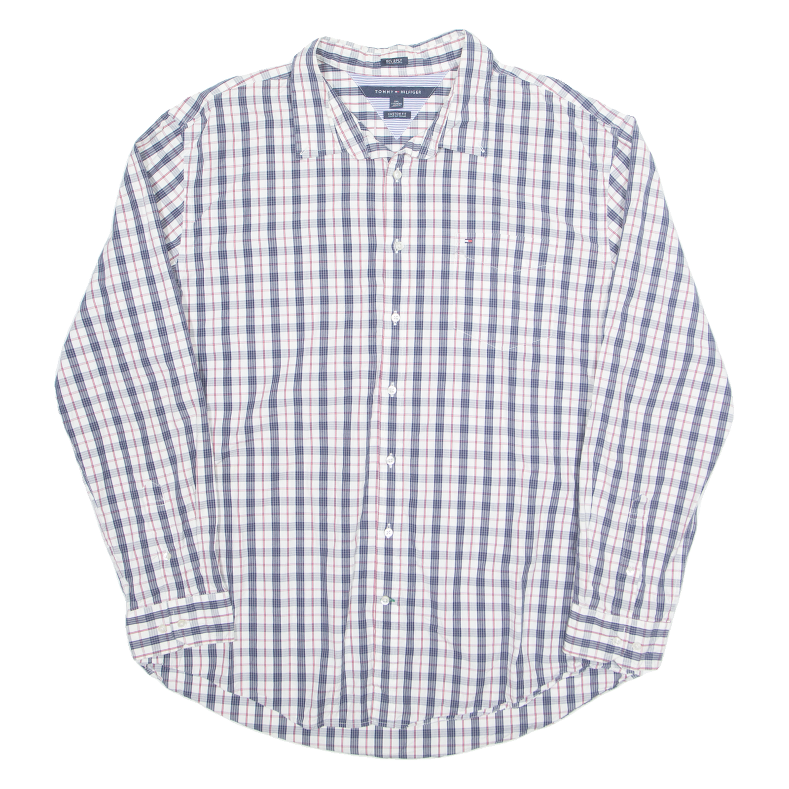 TOMMY HILFIGER Mens Shirt Blue Plaid Long Sleeve 2XL Refurbished - N/A refurbished available on Cerqular