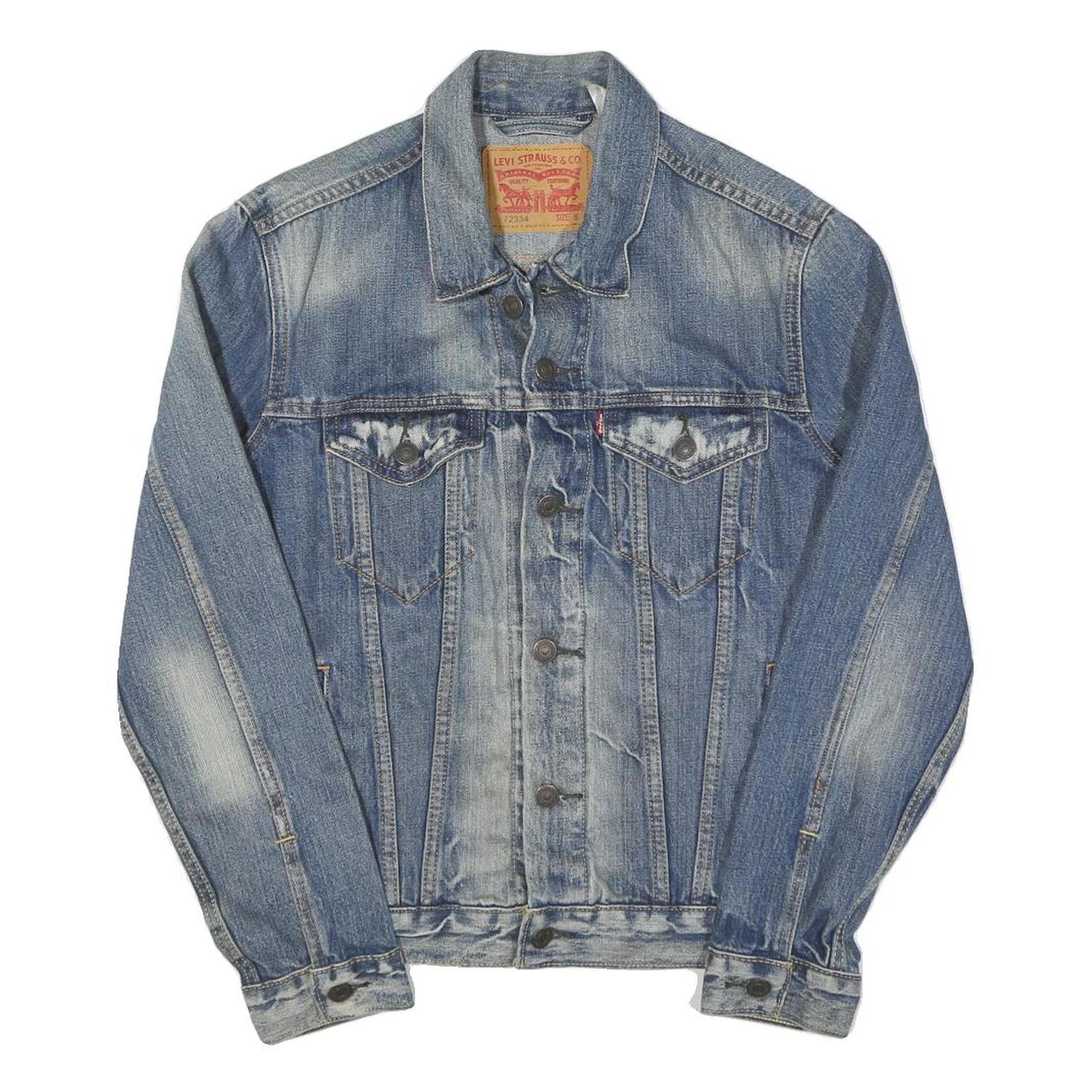 LEVI'S Mens Blue Cotton Denim Jacket S Button Plain Classic Style Casual Refurbished - N/A refurbished available on Cerqular