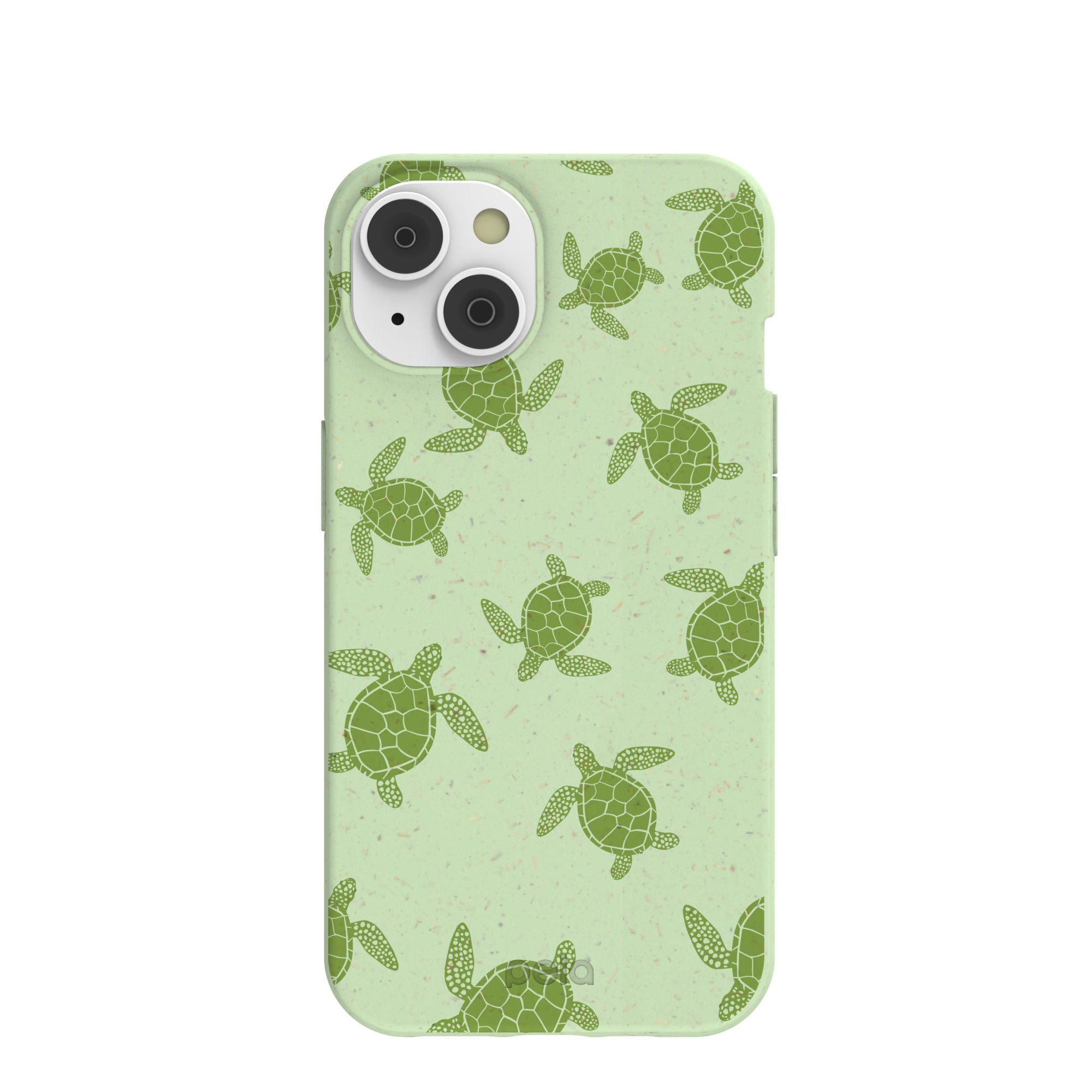 Sage Green Tiny Turtles iPhone 14/16e Case Refurbished - Pela Case refurbished available on Cerqular