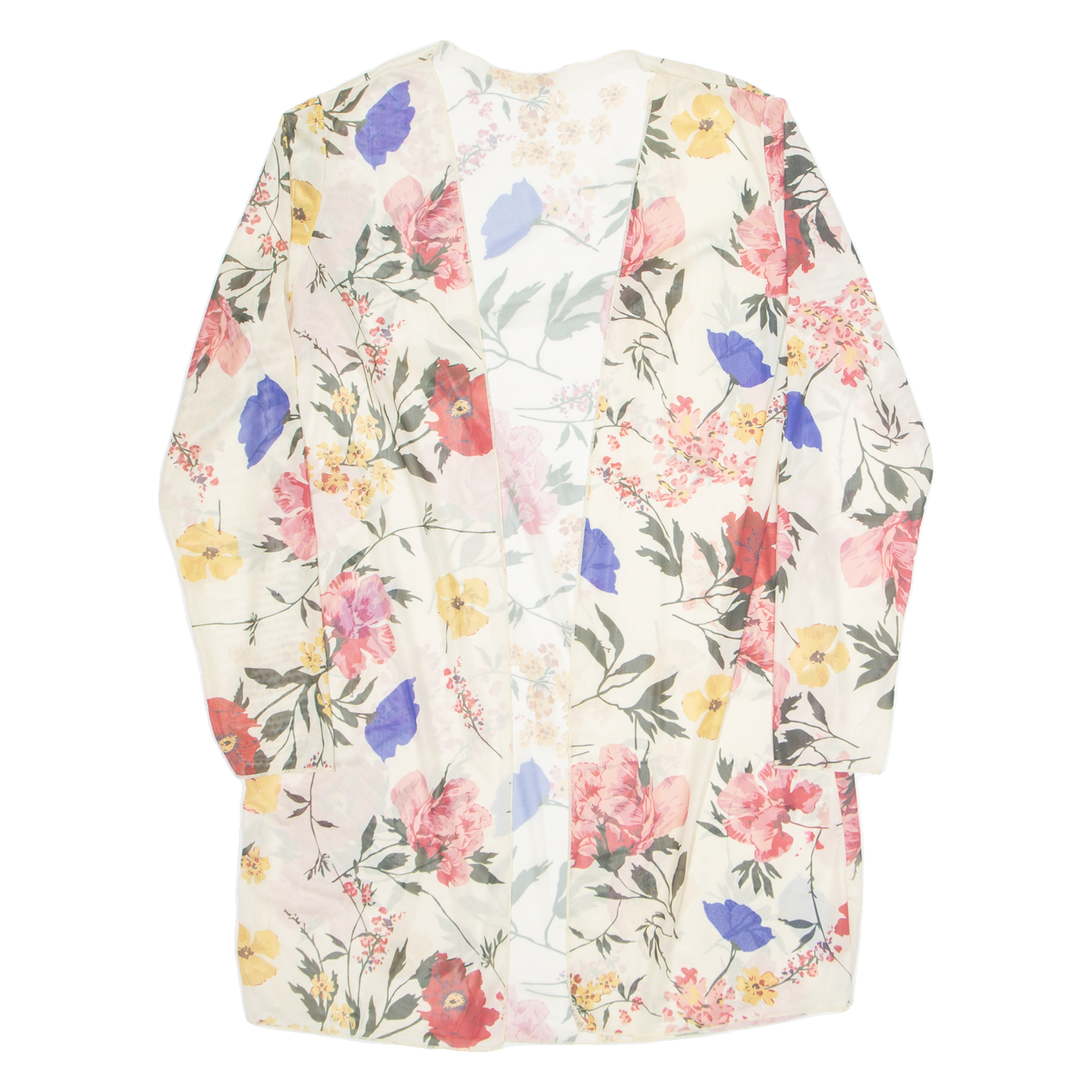 Sheer Womens Kimono Top Cream Long Sleeve Floral S Refurbished - N/A refurbished available on Cerqular